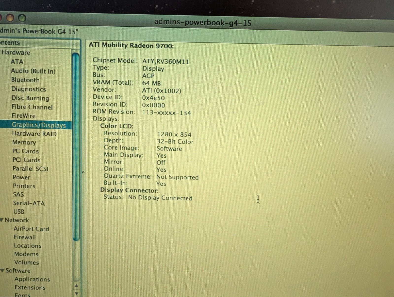 PowerBoot G4 1.33 GHz A1095 – Tested Working, Yellow screen