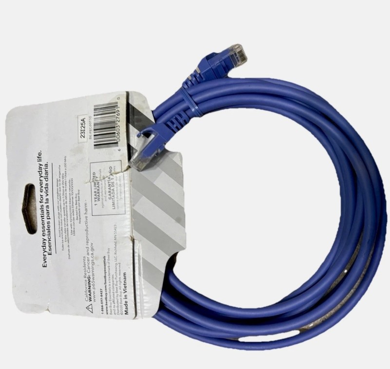 Cat6 Ethernet Patch Cable 10ft Blue RJ45 LAN High Speed Internet