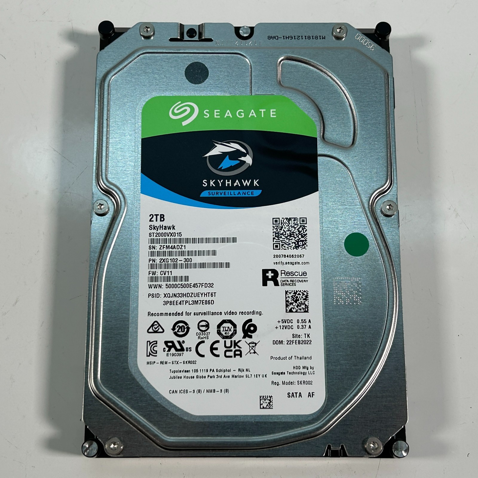 Seagate ST2000VX015 2TB 3.5″ SATA AF SkyHawk Surveillance Internal HDD Used