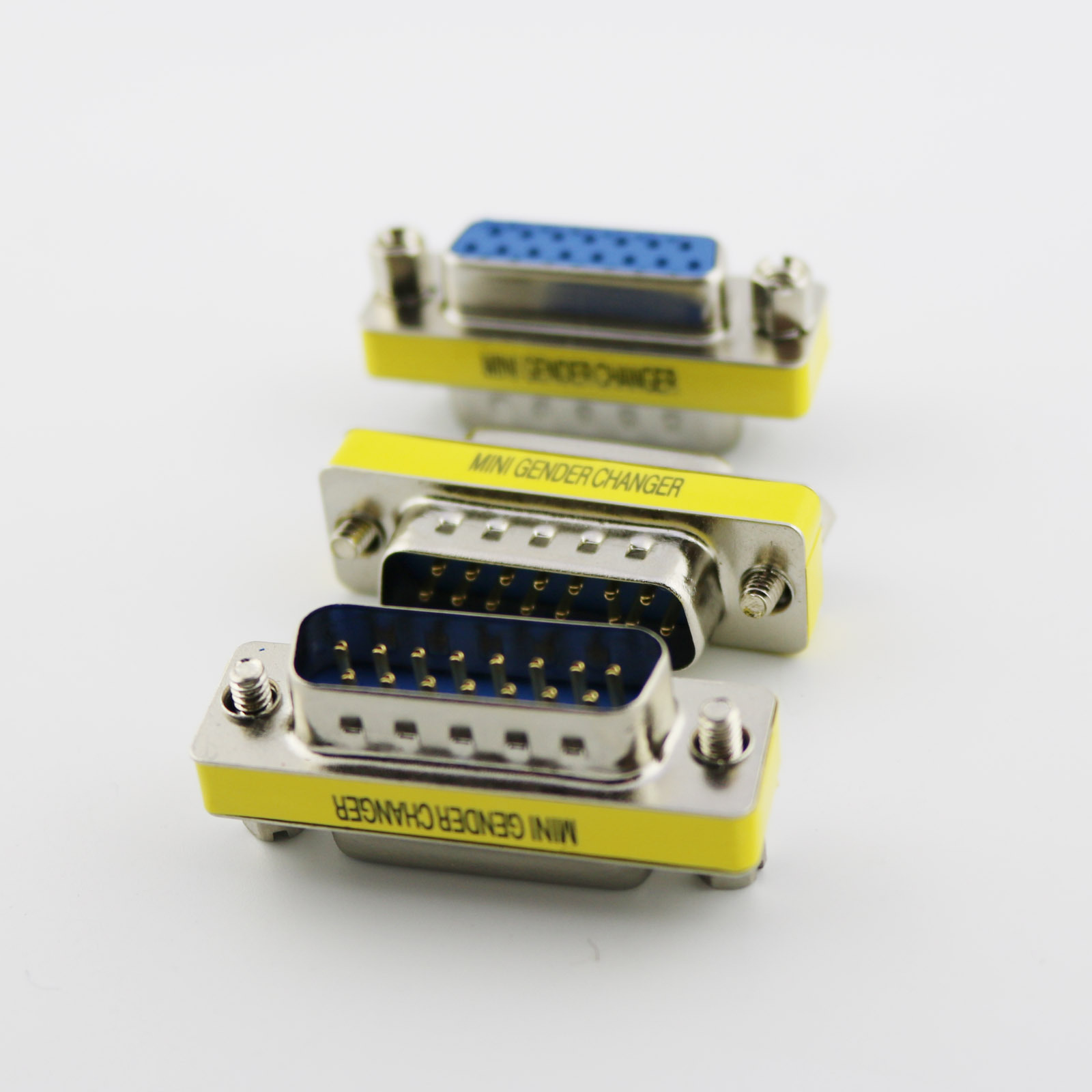 VGA/SVGA DB15 D-SUB 15Pin 2 Rows Male To DB15 Female Mini Gender Changer Adapter