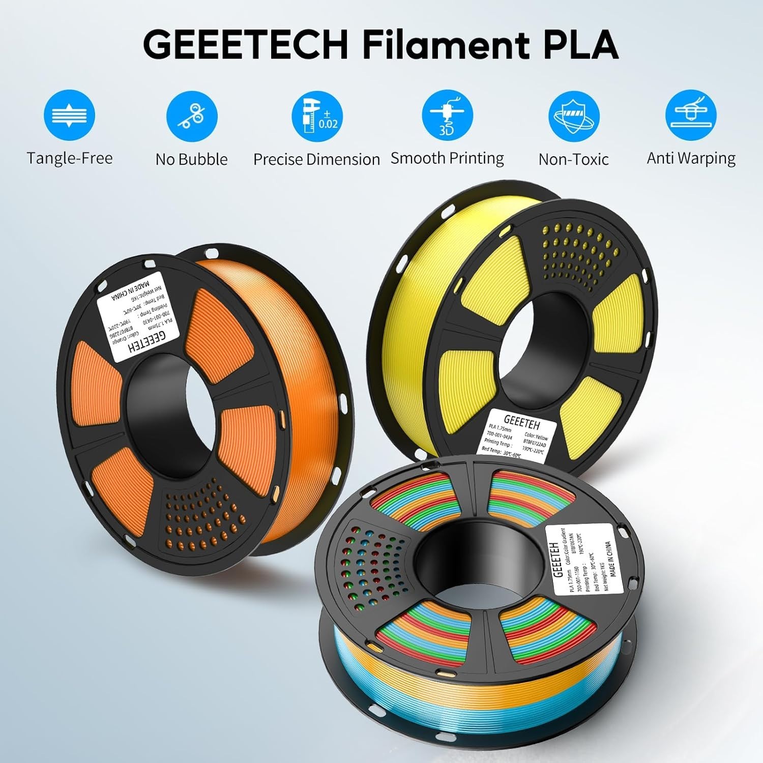 【Buy 5 Get 5 Free！Add 10】GEEETECH 1KG PLA PETG ABS+ TPU ASA 3D Printer Filament