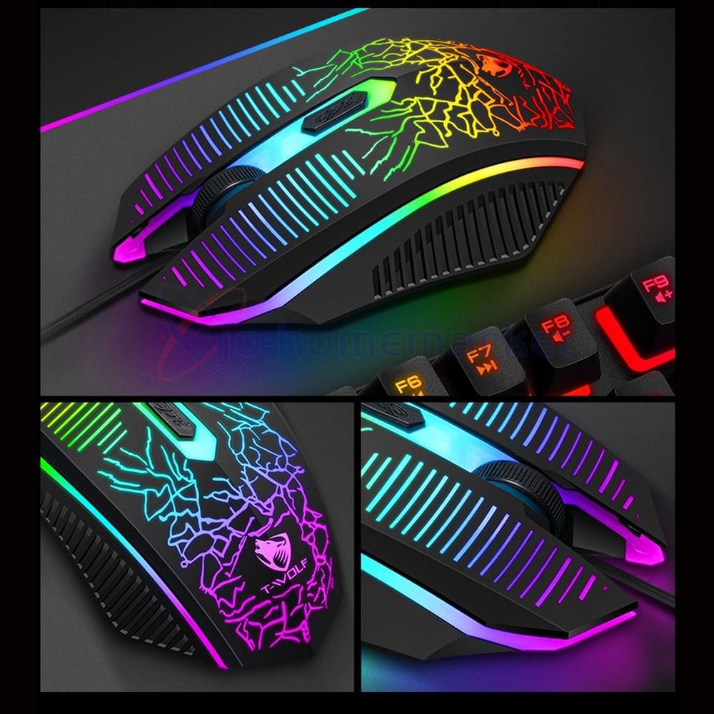 4IN1 LED Gamer Bundle Mechanical Kits,RGB PC Gaming Keyboard Mouse &Headset Set