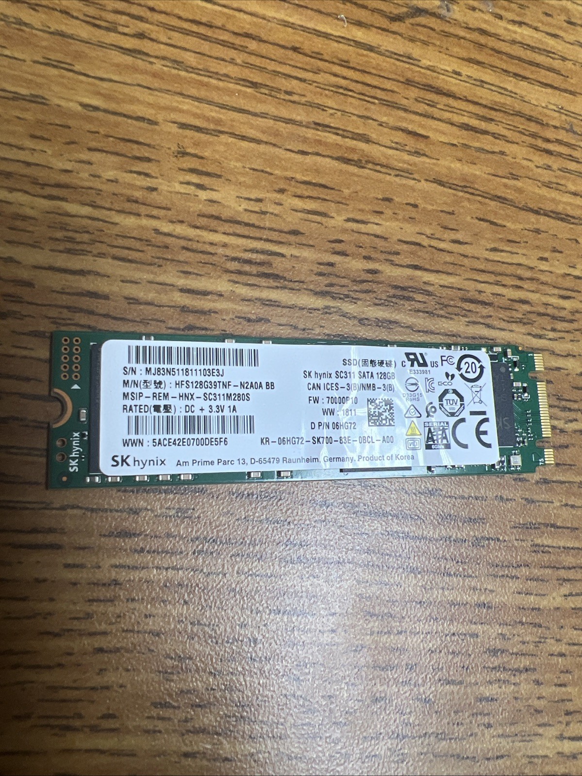 SK Hynix 128GB SSD M.2 NGFF Tested Working