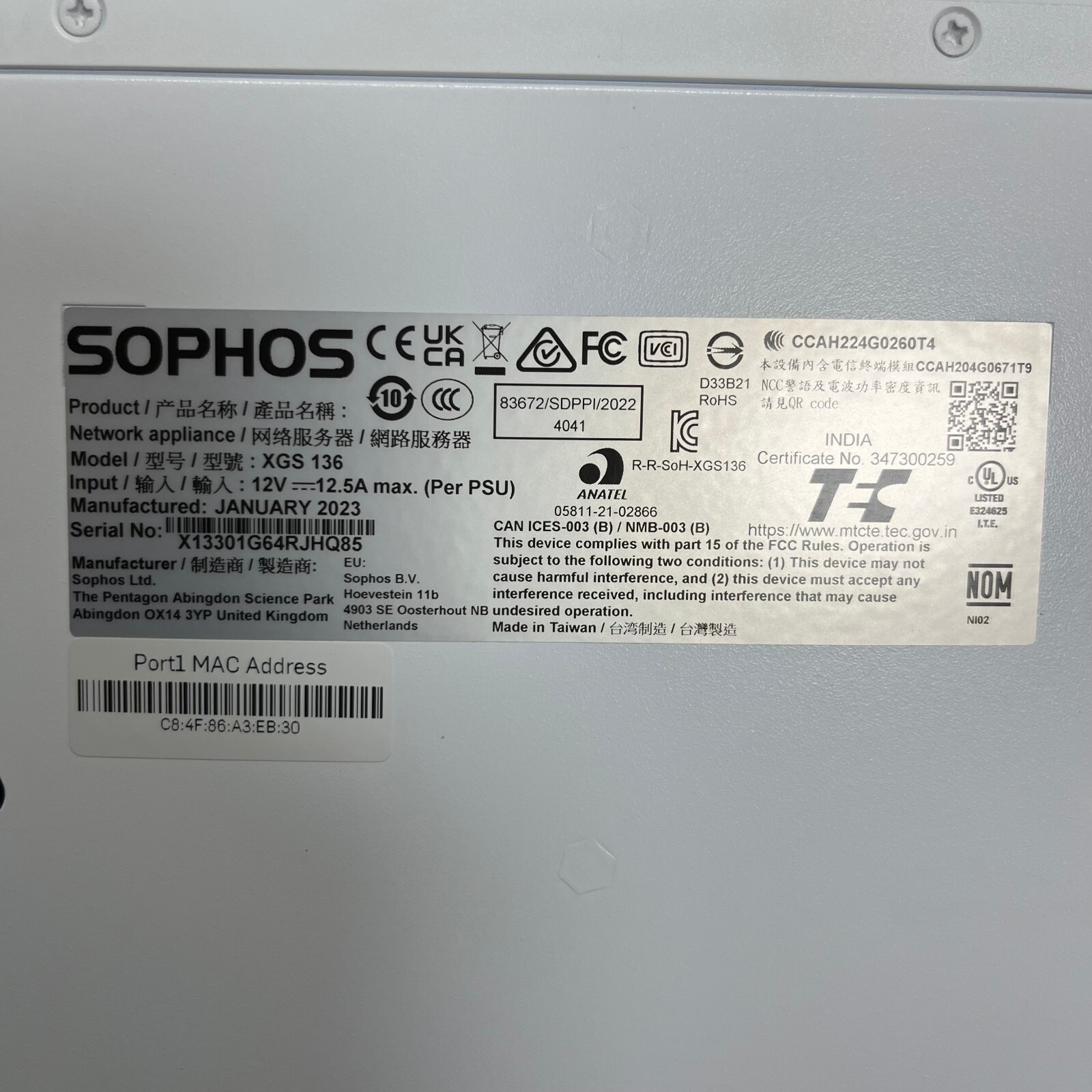 SOPHOS XGS 136 Next generation firewall Sophos Ltd. XG136 w/Cable Tested Good!!