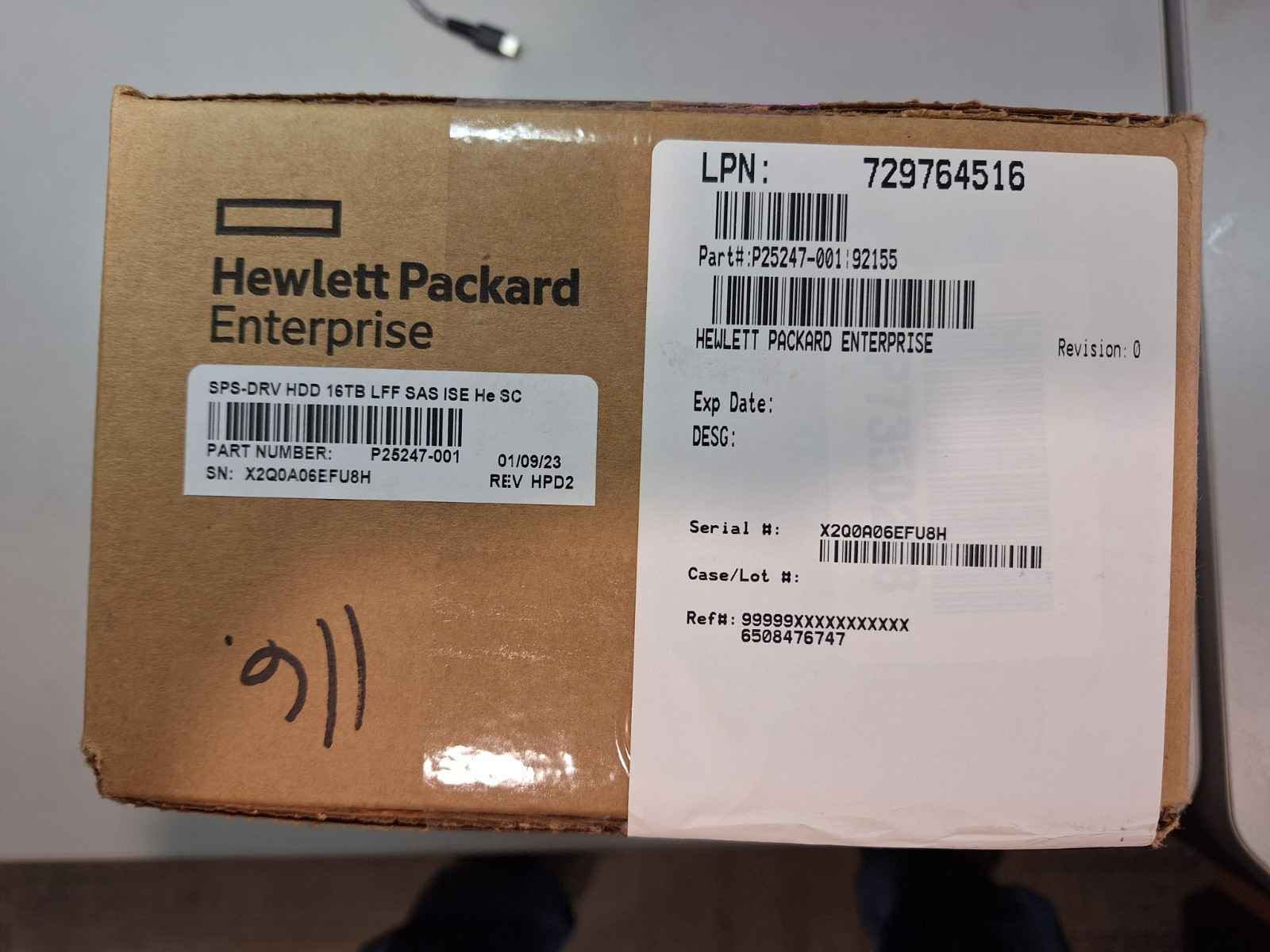 HPE P25247-001 P44924-005 16TB LFF SAS ISE He SC HDD 7.2K 12G **New In Box**