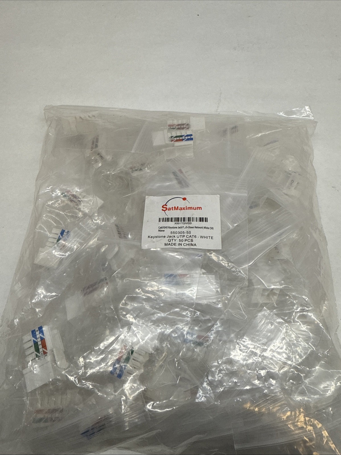 SATMAXIMUM 50 Pack Cat6 Keystone Ethernet Wall Jacks RJ45 Punch Down