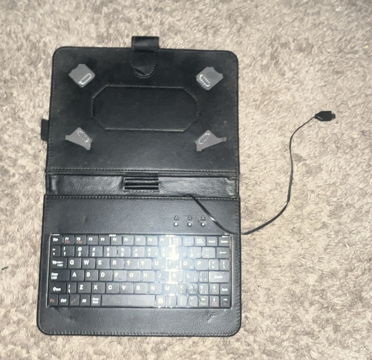 Universal Black Synthetic Leather Tablet Keyboard Folio Case Cover