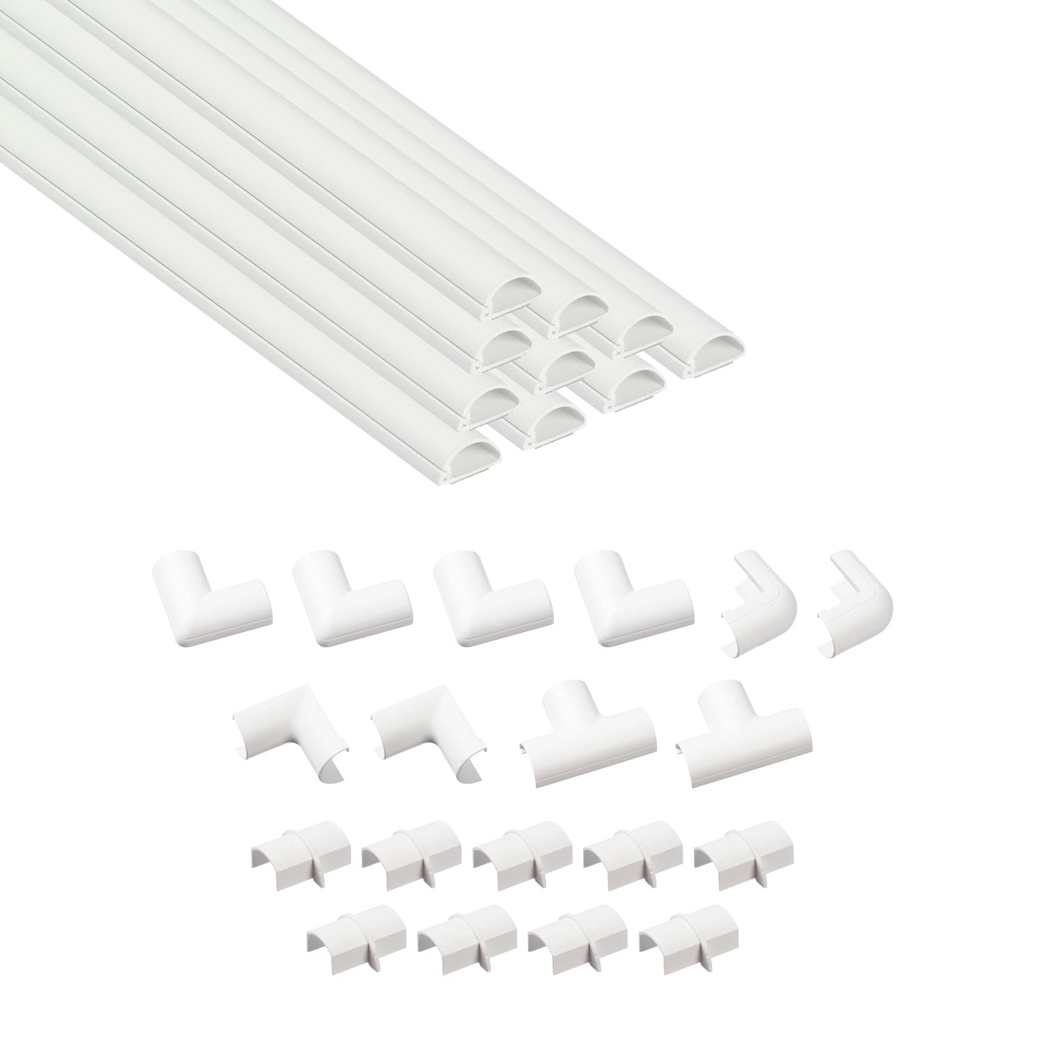 D-Line Half Round Cord Hider, Patented Cable 0.78in (W) x 0.39in (H), White