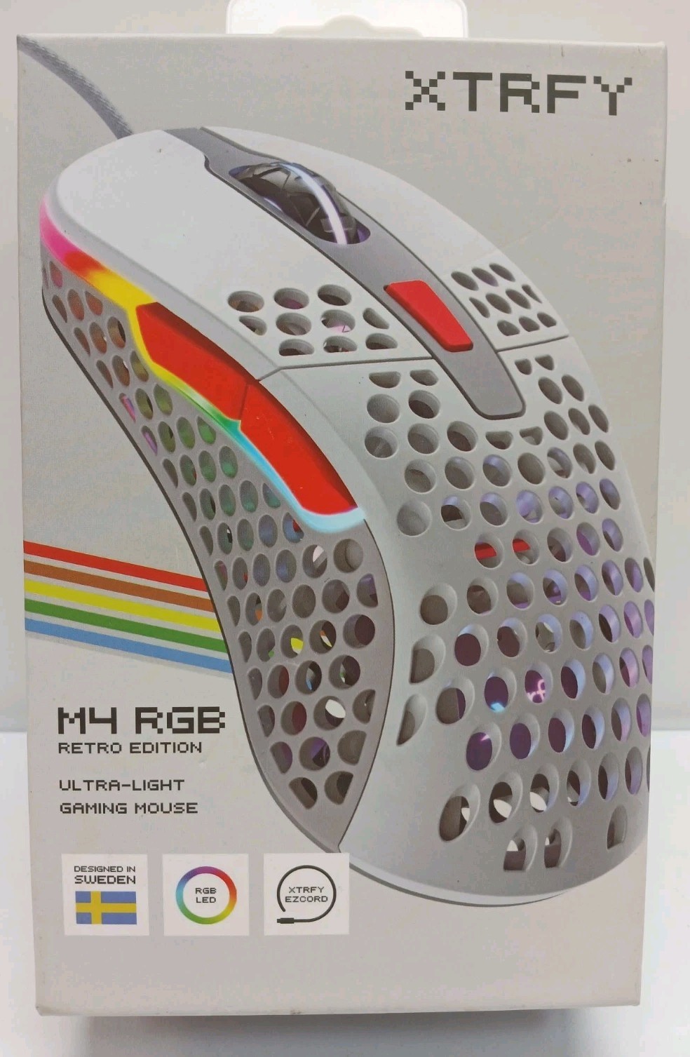 Xtrfy M4 RGB Retro Edition Ultra-Light Gaming Mouse White Honeycomb Wired