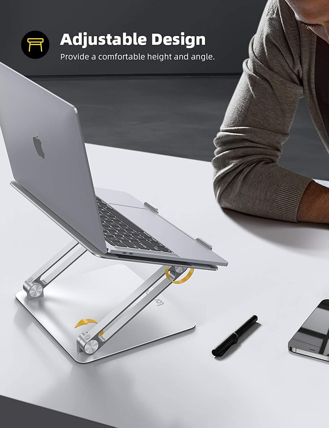 Lamicall Adjustable Laptop Stand, Portable Laptop Riser, Aluminum Laptop Stand f