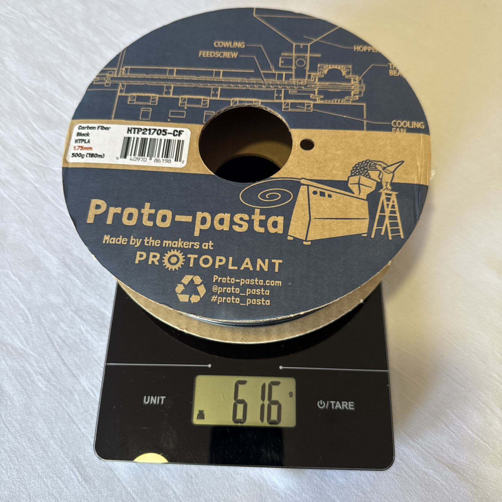 Proto-Pasta HTPLA High Temperature PLA 1.75 Black Carbon Fiber 500g HTP21705-CF