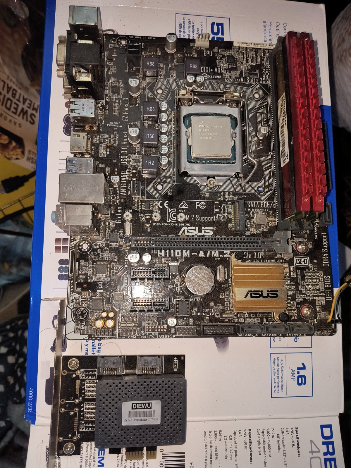 ASUS H110M-A/M.2 uATX Motherboard Intel Core i5-6500U 3.2GHz 8GB no Heatsink