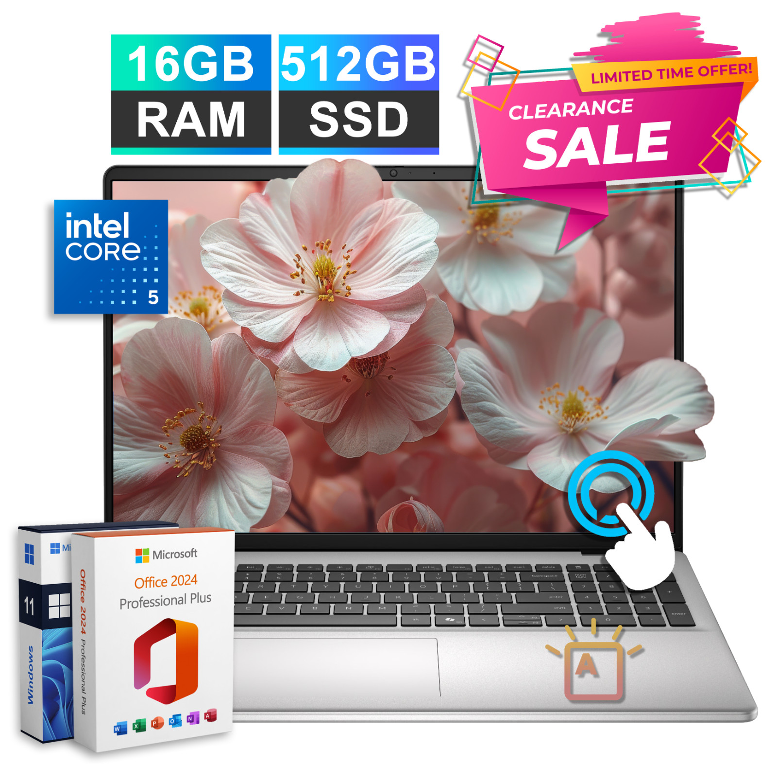 2026 Dell Laptop 16″ Touch Backlit Intel 5 120U 16GB RAM & 512GB SSD Office 2024