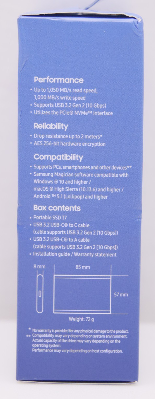 Samsung T7 2TB External USB 3.2 Gen 2 Portable SSD with Hardware Encryption NEW