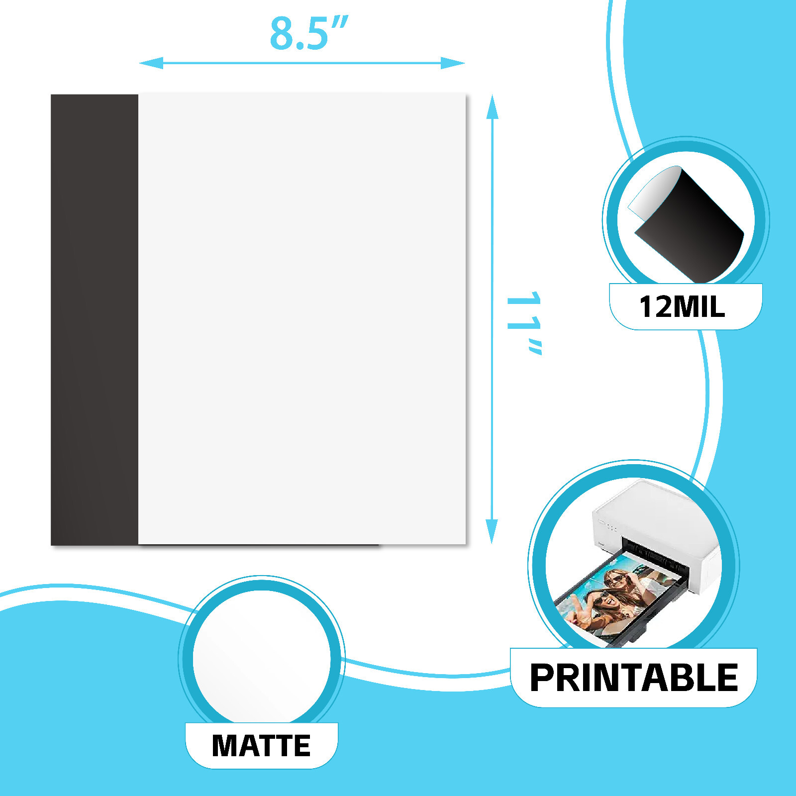 24 Ct Printable Magnetic Sheets 8.5×11 Magnet Photo Paper Matte for Inkjet 12Mil