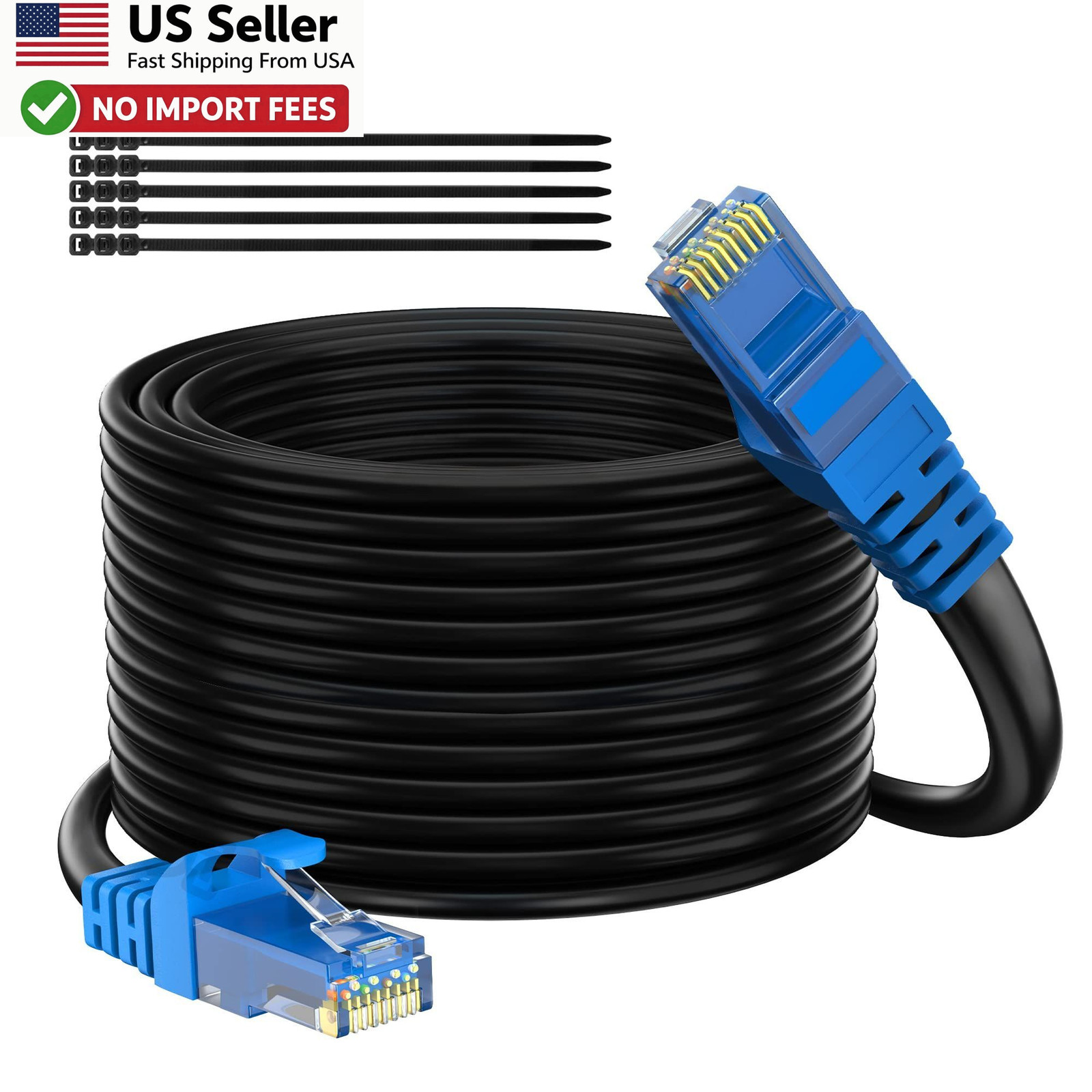 Adoreen Cat6 250ft Outdoor Ethernet Cable Waterproof Direct Burial RJ45 FROM USA