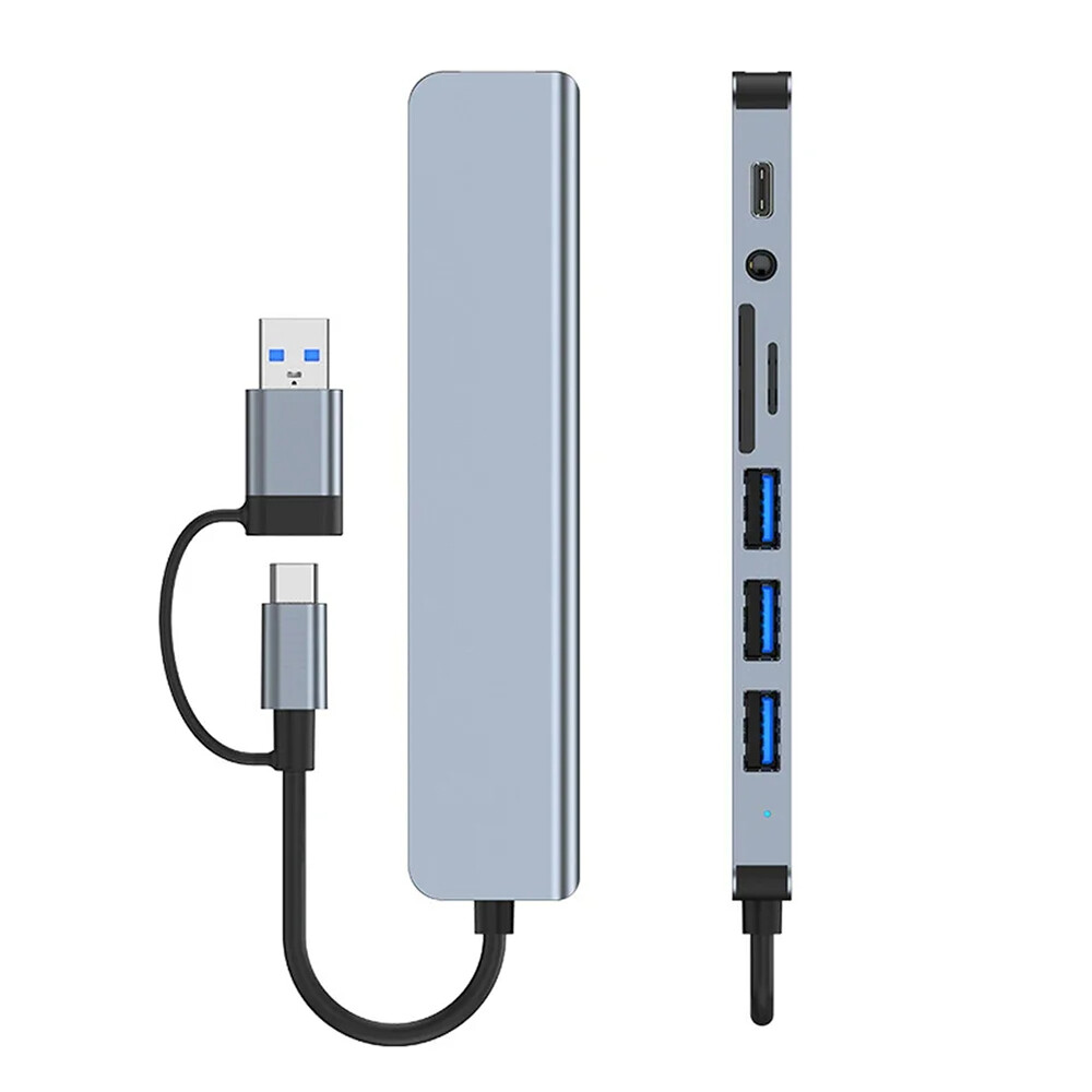 Multi Memory Card Reader 8 in 1 USB Splitter TF/SD Adapter USB C USB Hub 3.0 USA