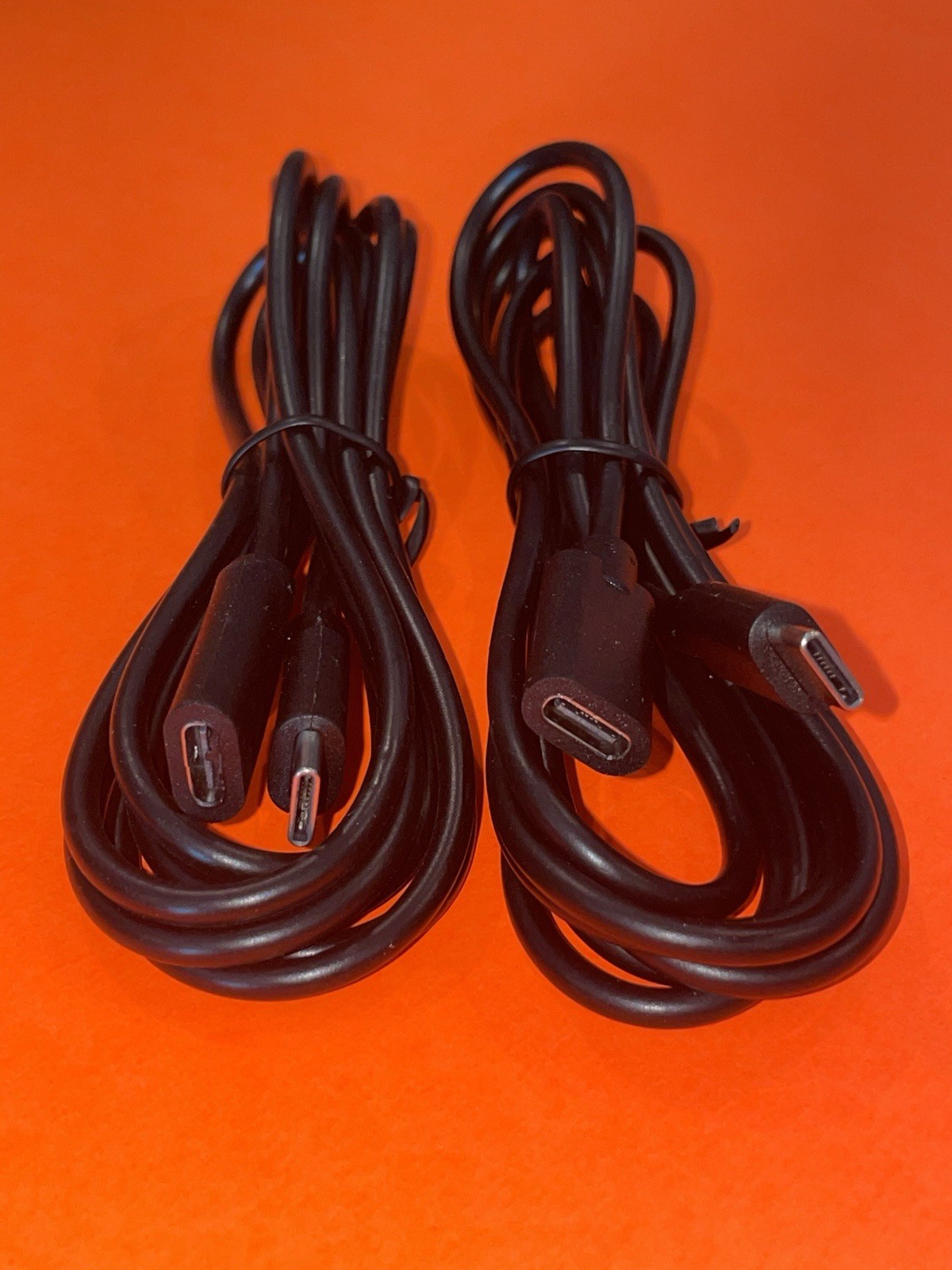 Two 6 Feet Type C USB 3.1 Male to USB-C Female Extension Data Cable Black