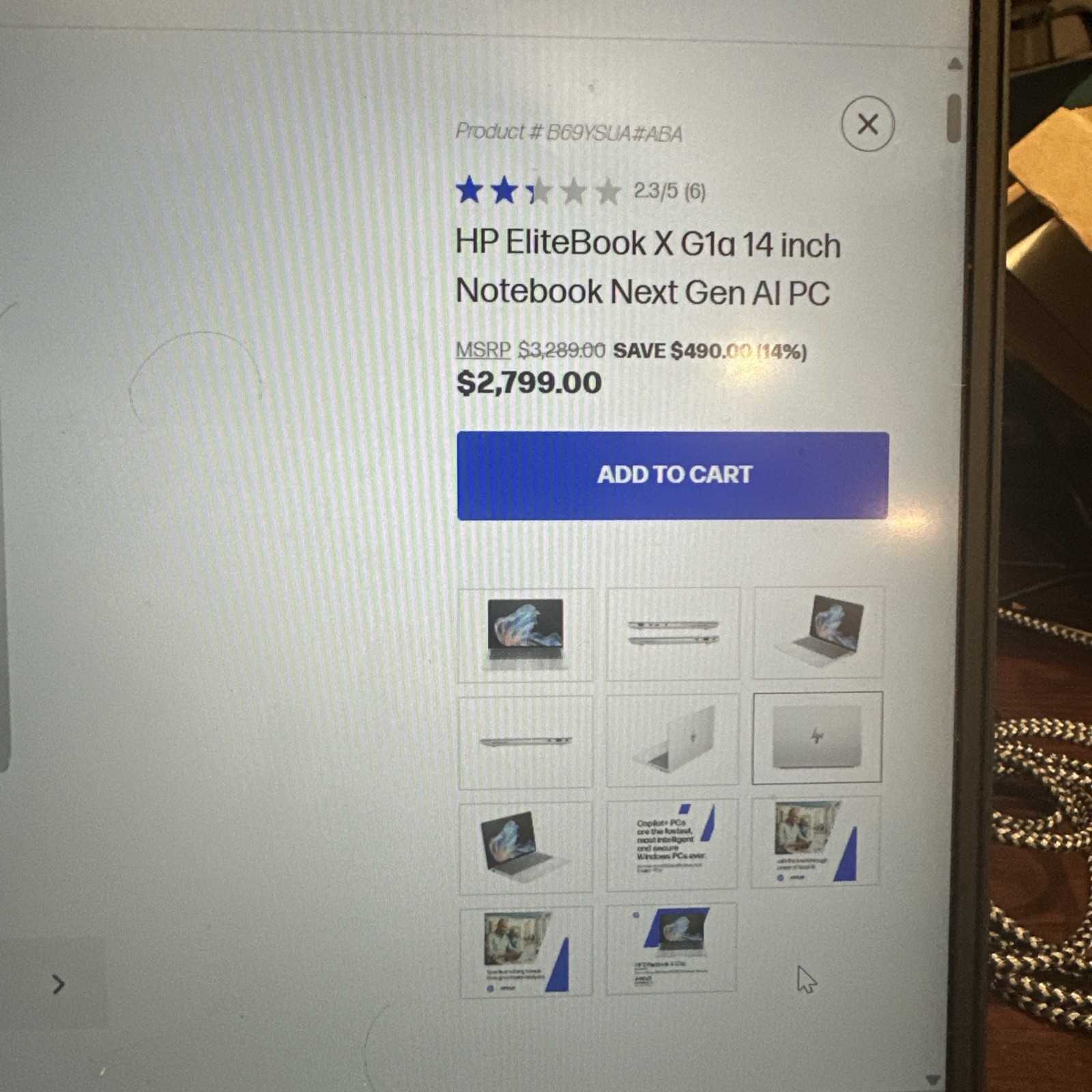 HP EliteBook X G1i 14″ Notebook Next Gen AI PC Intel Ultra 7 258V 4.8 GHz : Inte