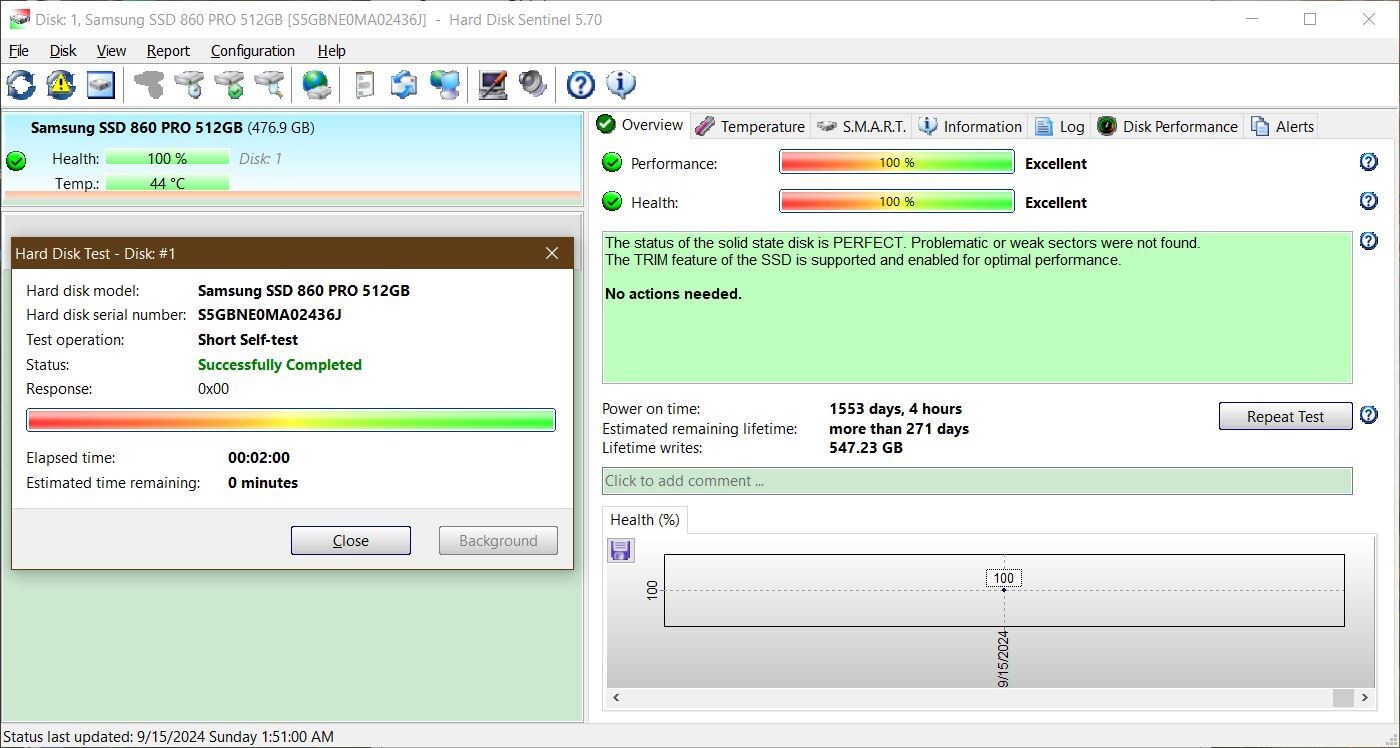 *Low Writes* Samsung 860 Pro 512GB 3D V-NAND SSD (MZ-76P512) 6Gb/s 2.5″ 7mm