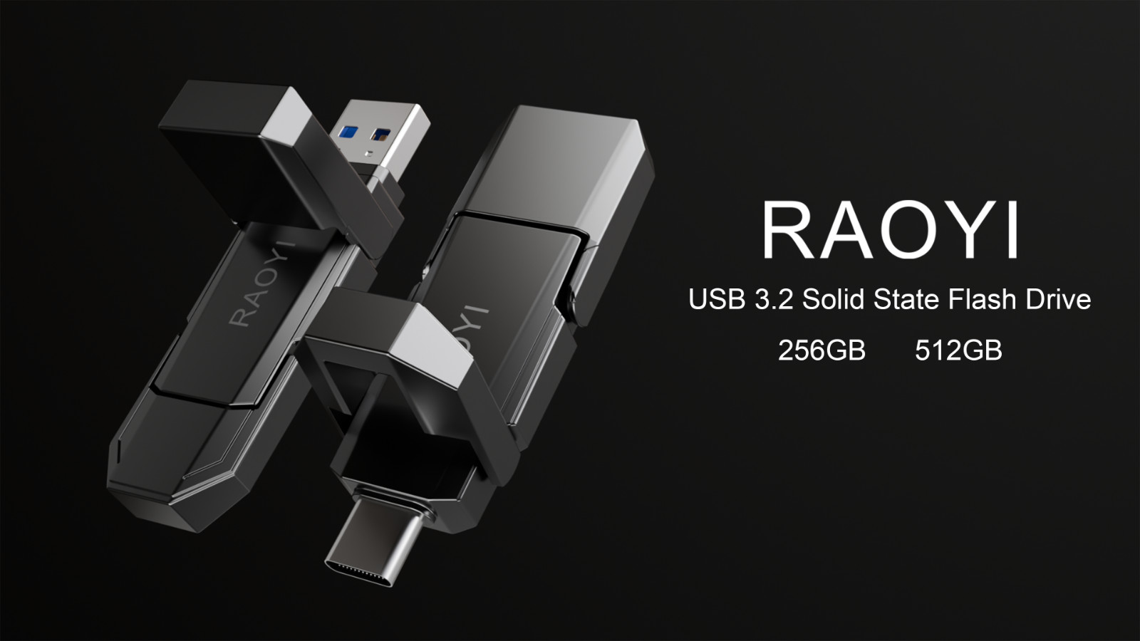256GB USB C External SSD – 2-in-1 Portable Solid State Drive, 450MB/s, Dual USB