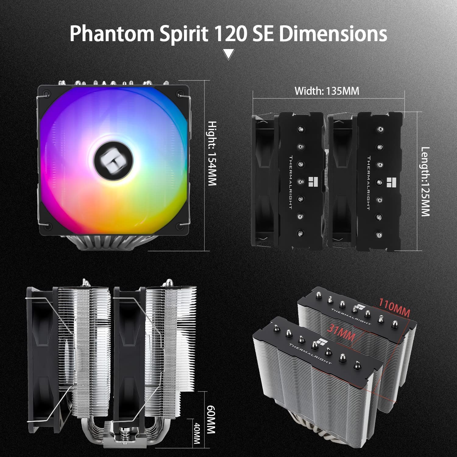 High Performance CPU Cooler – 7 Heat Pipes, 1500 RPM Fans, Silent Operation