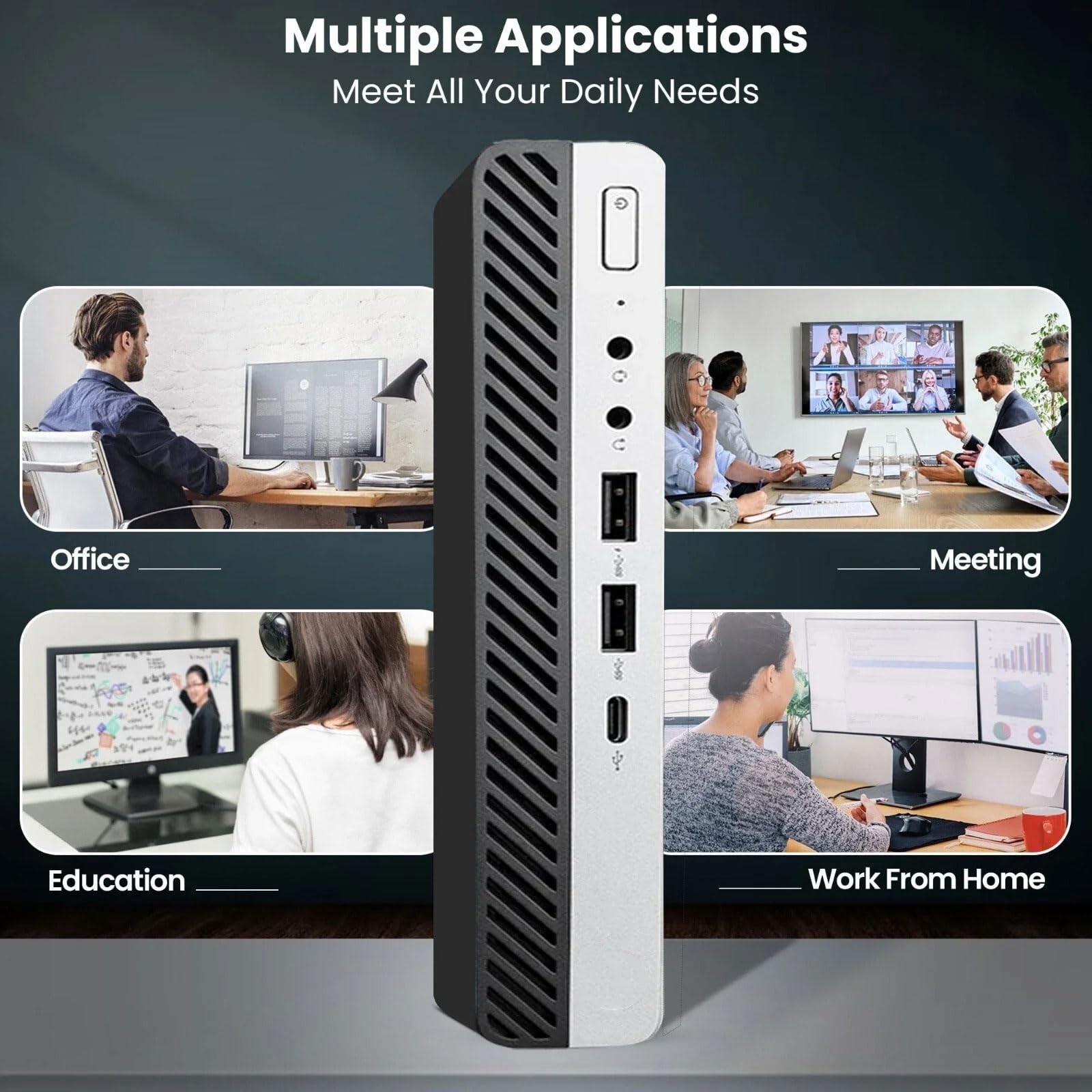 HP Mini Tiny Micro Desktop PC i7 up to 32GB RAM 1TB SSD 24″ Monitors Win11