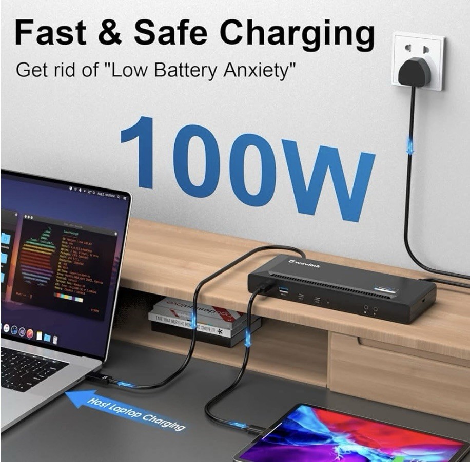USB C Docking Station DisplayLink Dock 2/3 Monitors HDMI DP 4K 60Hz w/Charging