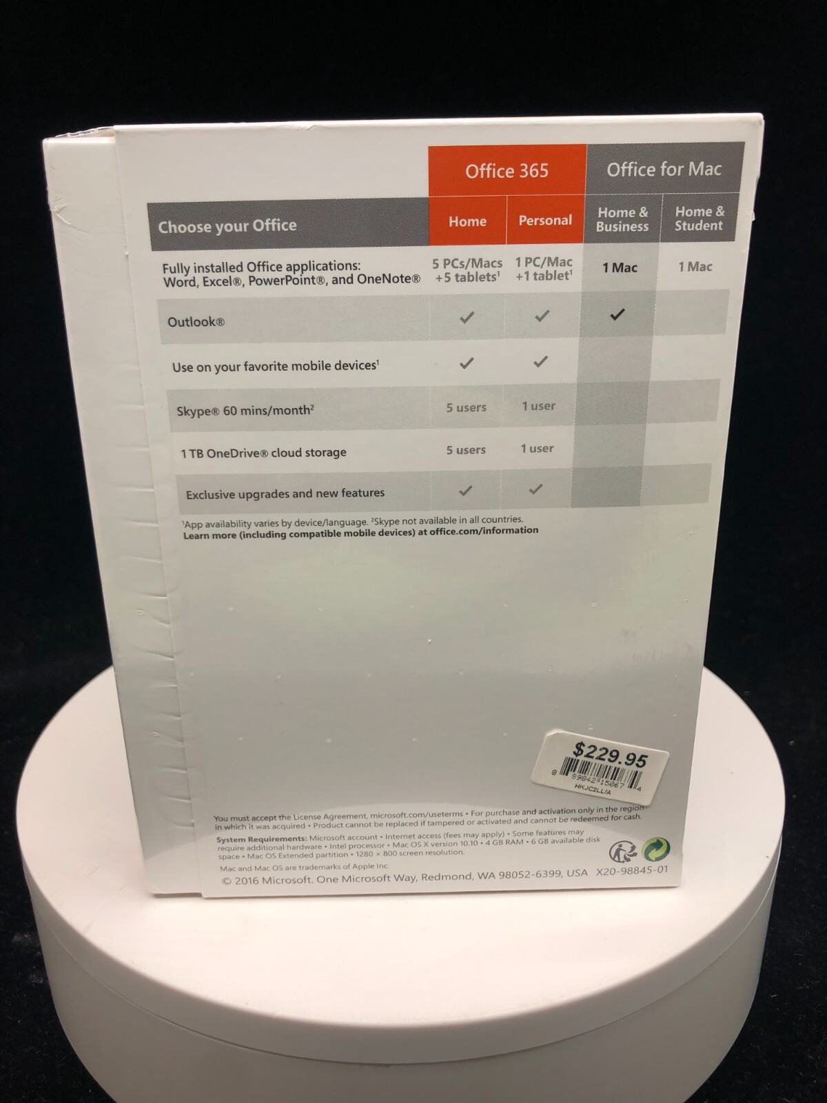 Brand New Sealed Office Home & Business 2016 Mac Product Key Card (W6F-01022)