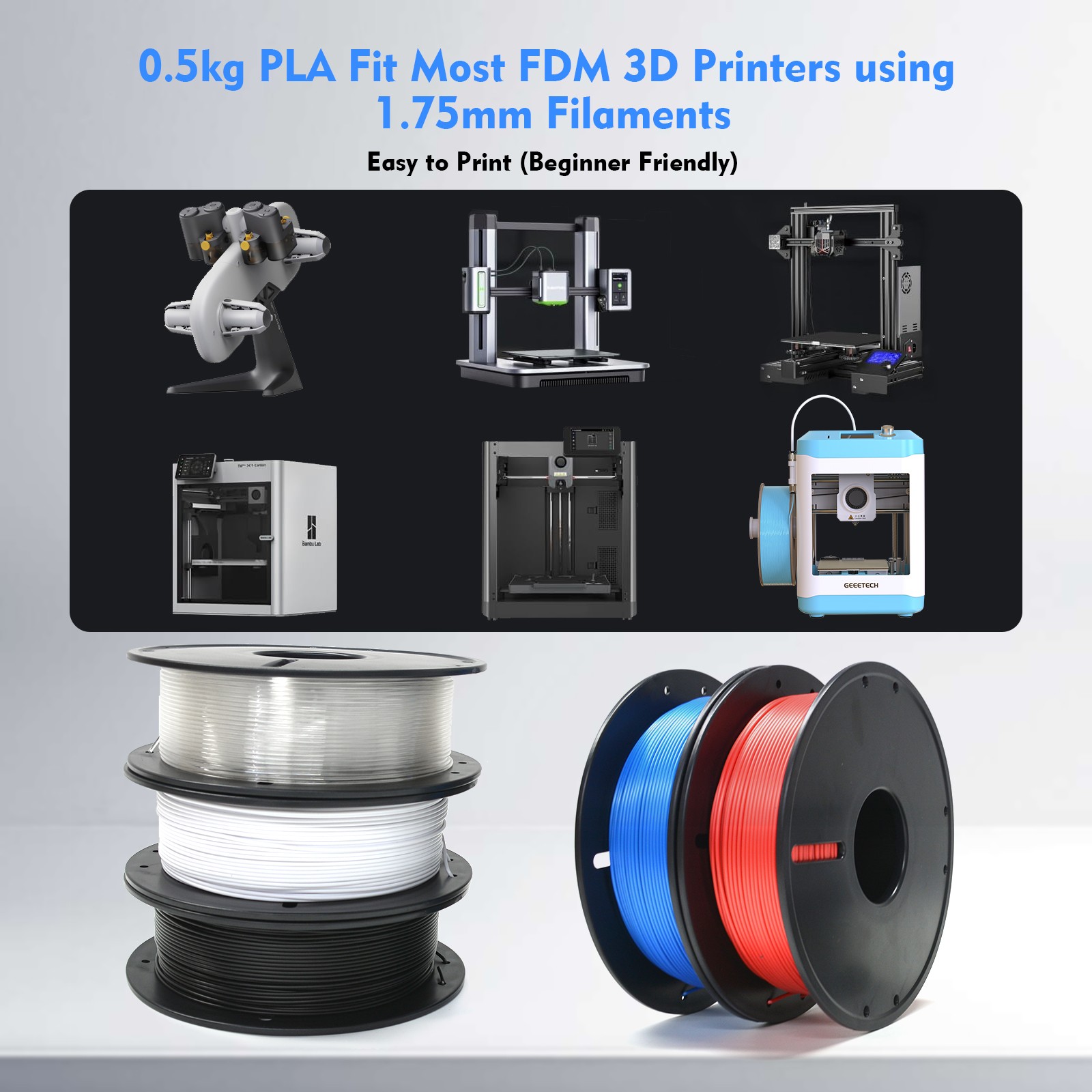 0.5KG Regular PLA Geeetech 3D Printer PLA Filaments 1.75mm PLA Consumables US