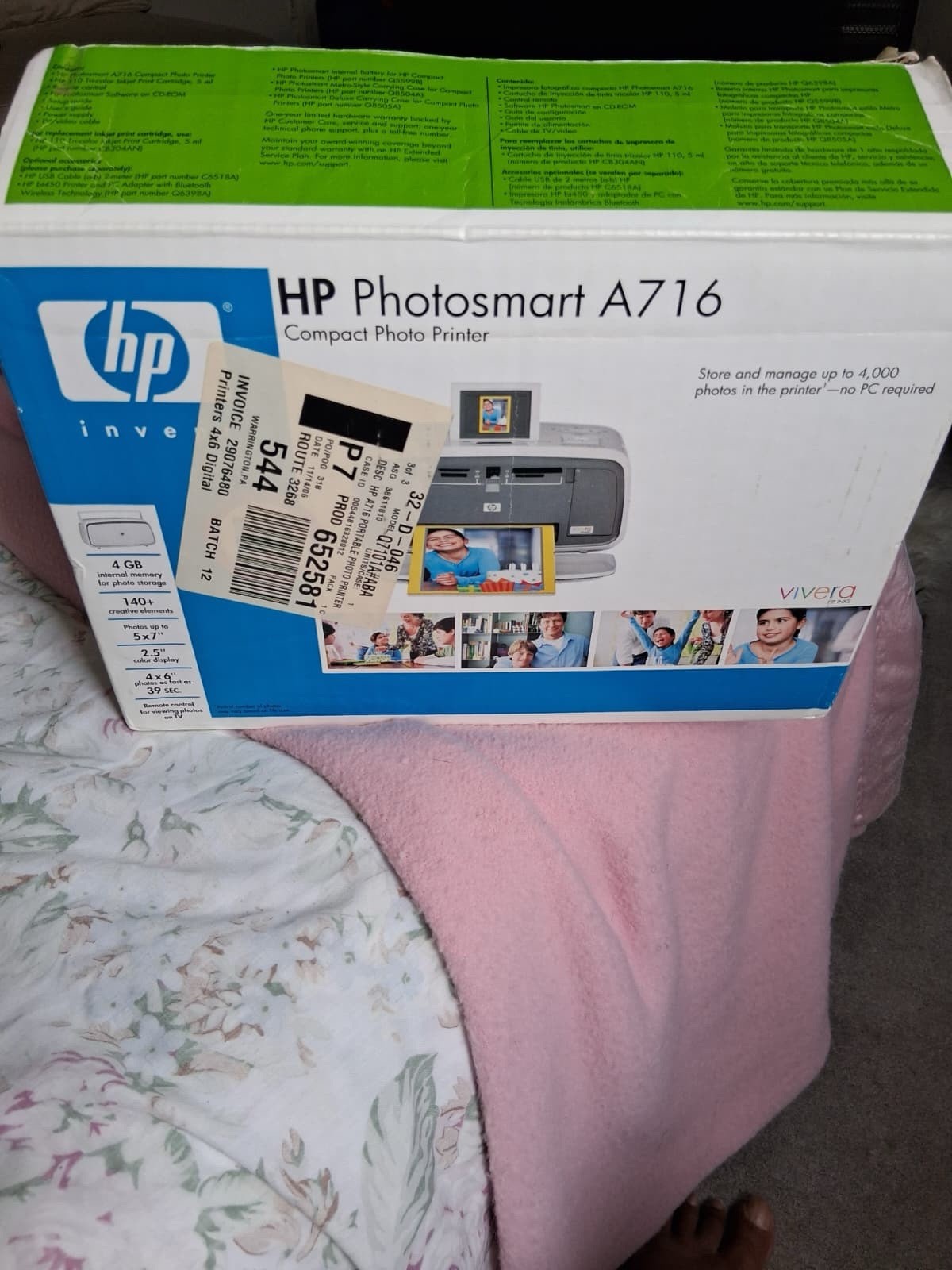 New- Open Box HP Photosmart A716 Compact Photo Printer – Color Photo Display