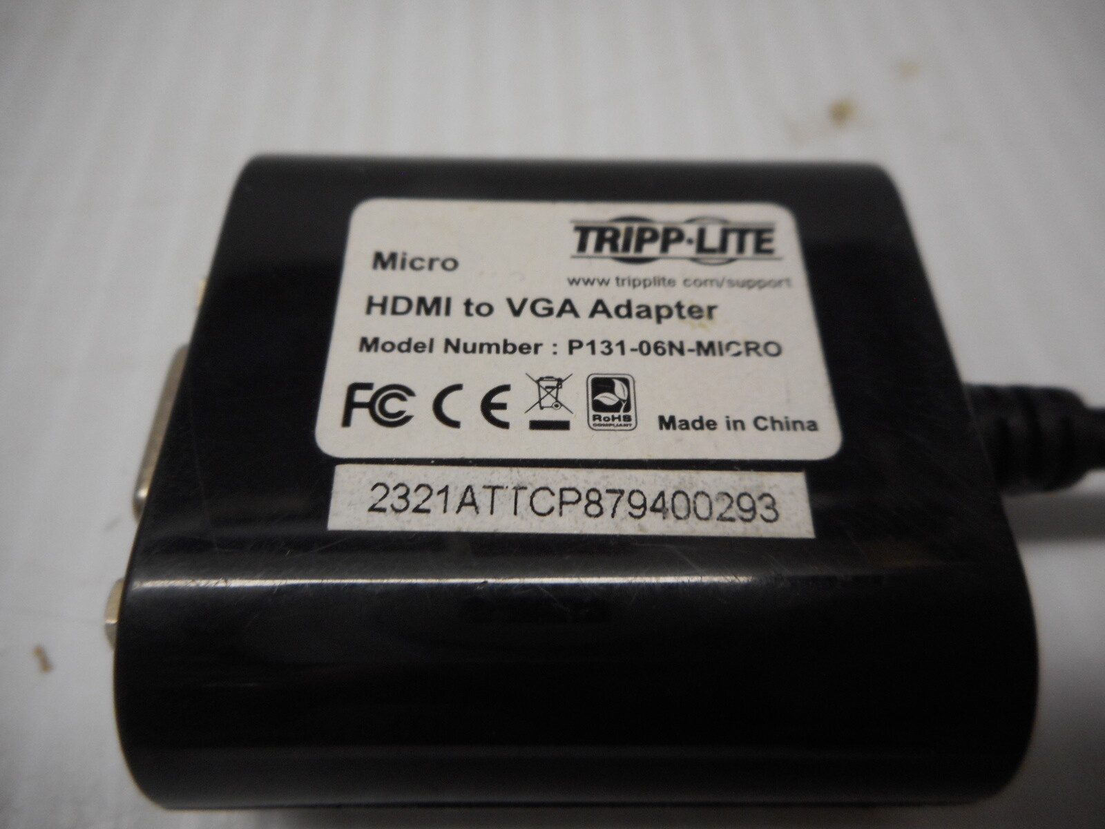 Tripp-Lite Micro HDMI M To VGA Adapter Black 9″ Model P131-06N-Micro