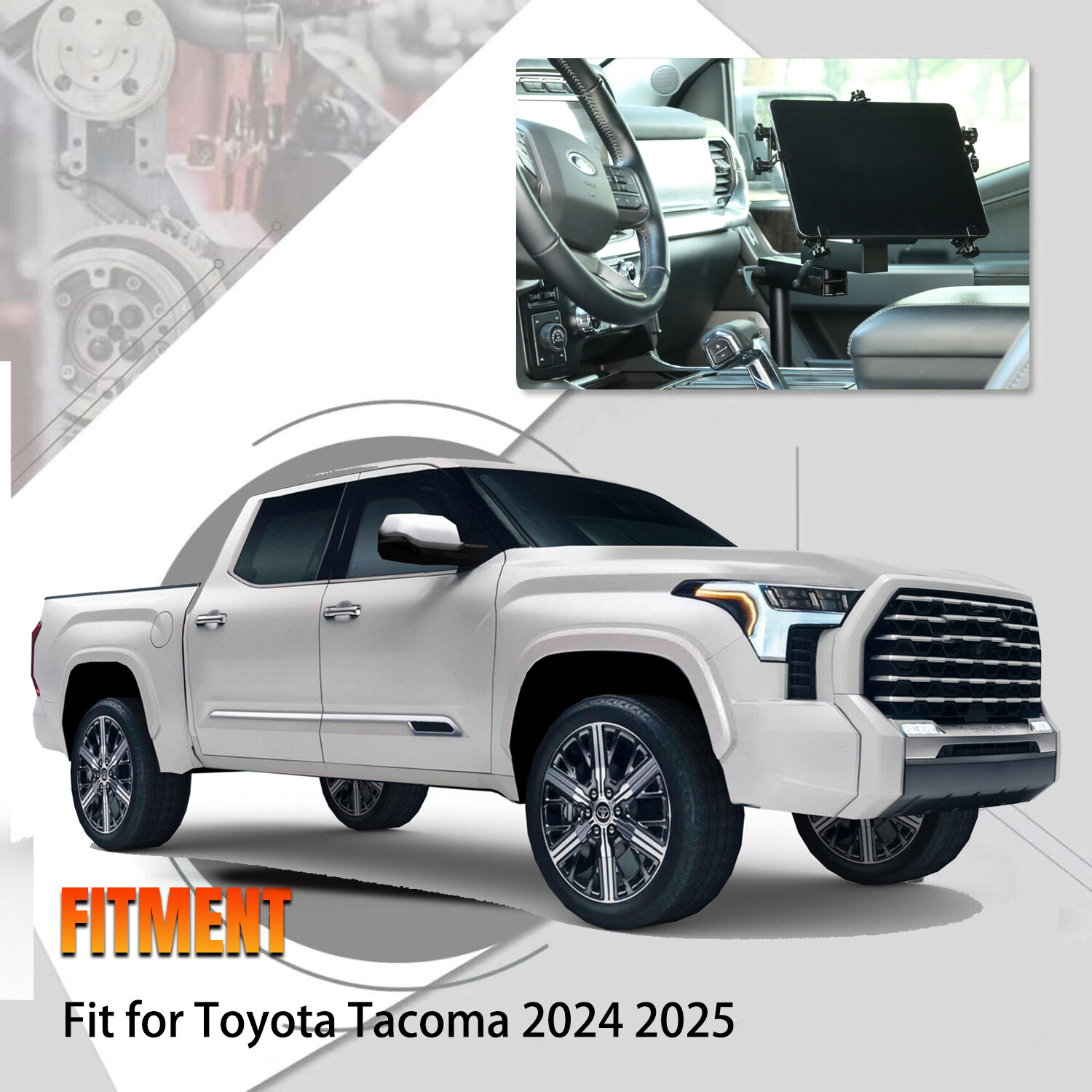 Heavy Duty Truck Laptop Mount for Toyota Tacoma 2024 2025 Adjustable Aluminum