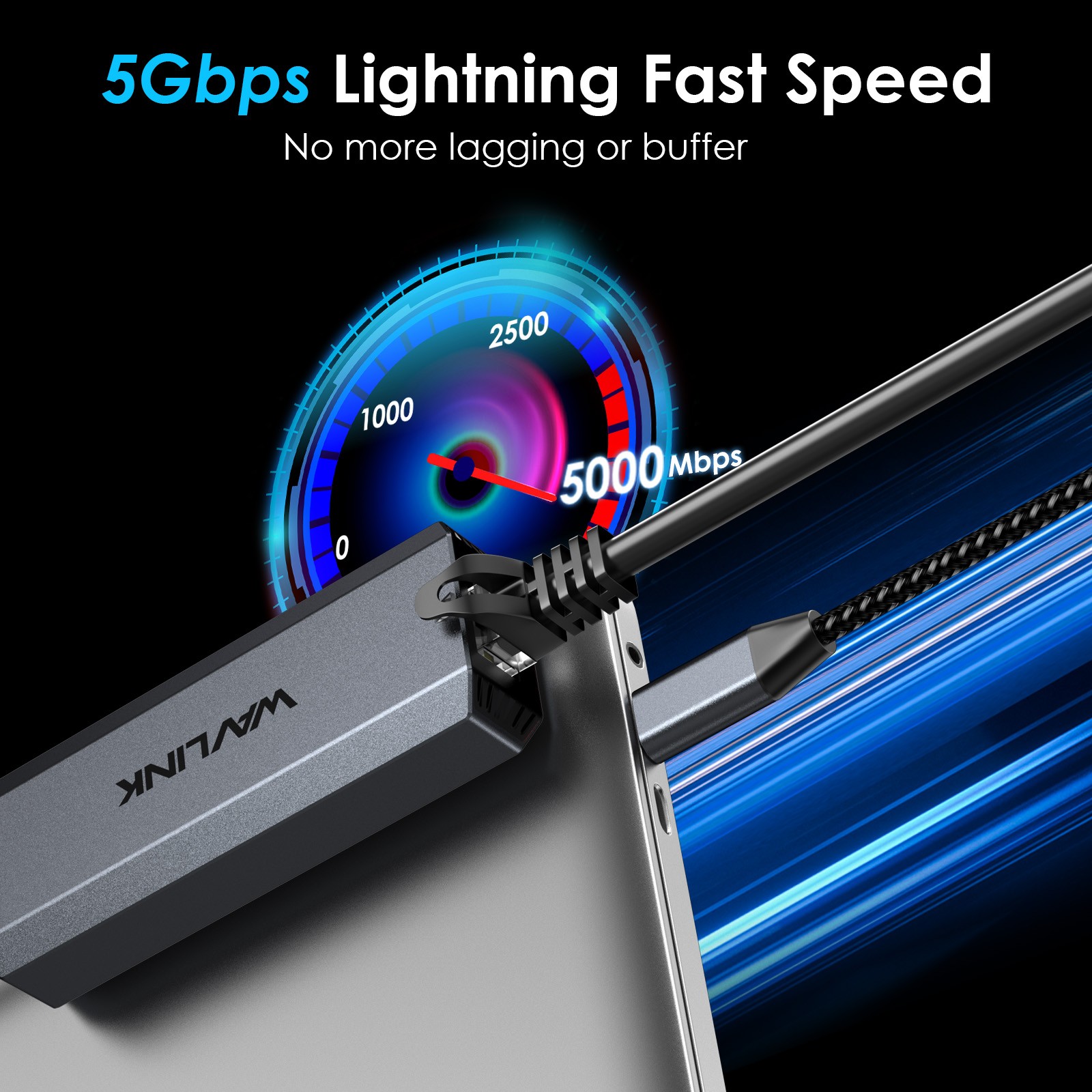 USB-C Gigabit Ethernet LAN RJ45 5000Mbps Network Adapter 95W PD Driver-free