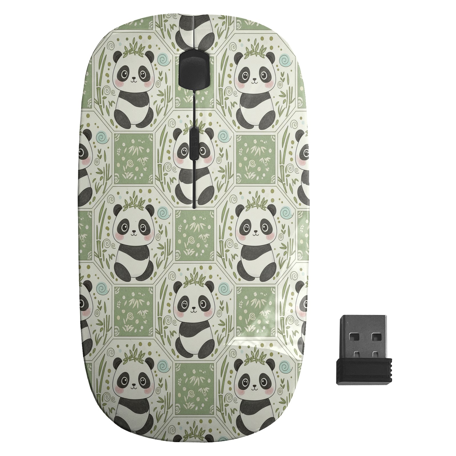 Pandas Wreaths Light Pattern, Optical Wireless Mouse, Desktop Laptop Mice