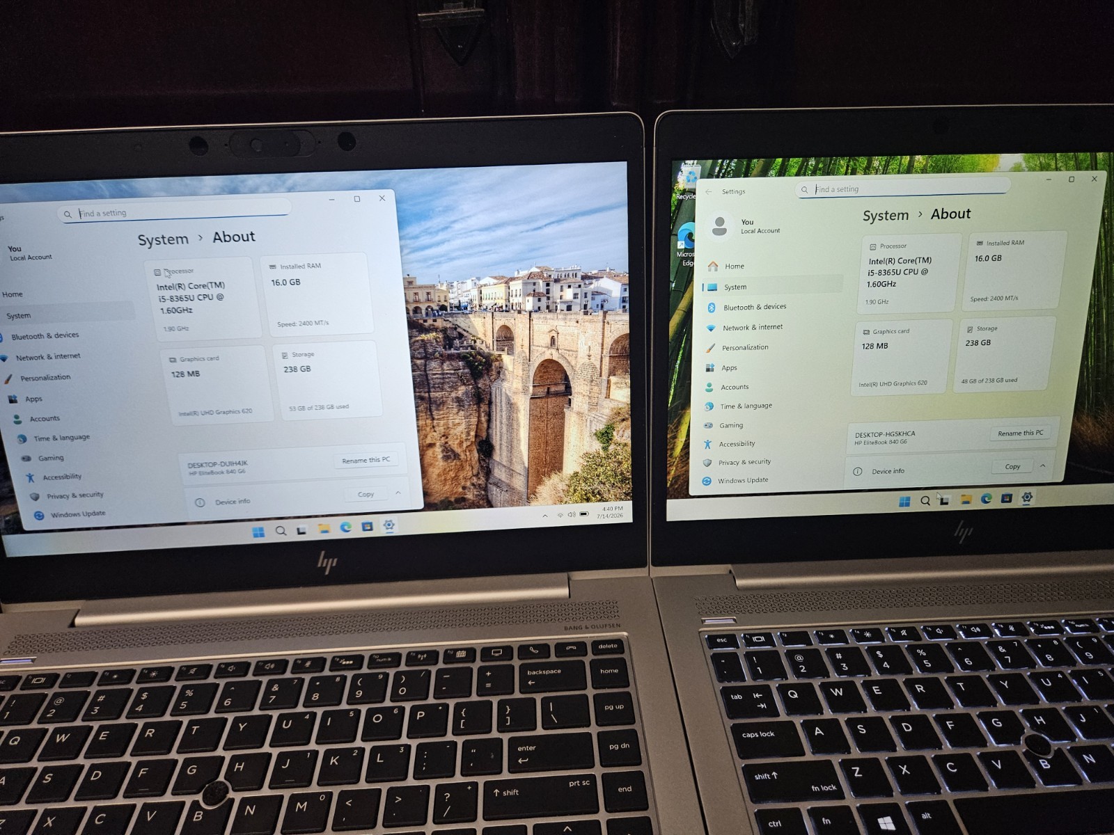 LOT OF 2 – HP Elitebook 840 G6 i5-8365U 1.6GHz 16GB RAM 256GB NVME 14″