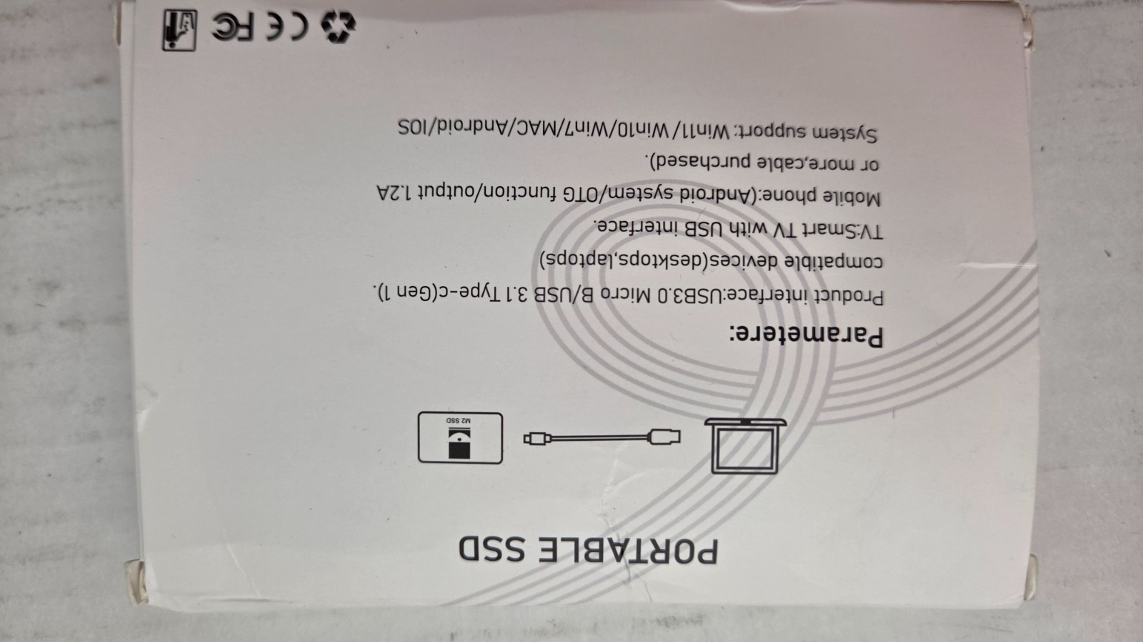 2 TB portable type c SSD white, new in box