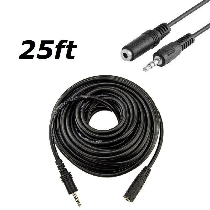 25ft long 3.5mm Stereo Male~Female Extension Audio/Headphone/ Cable/Cord US