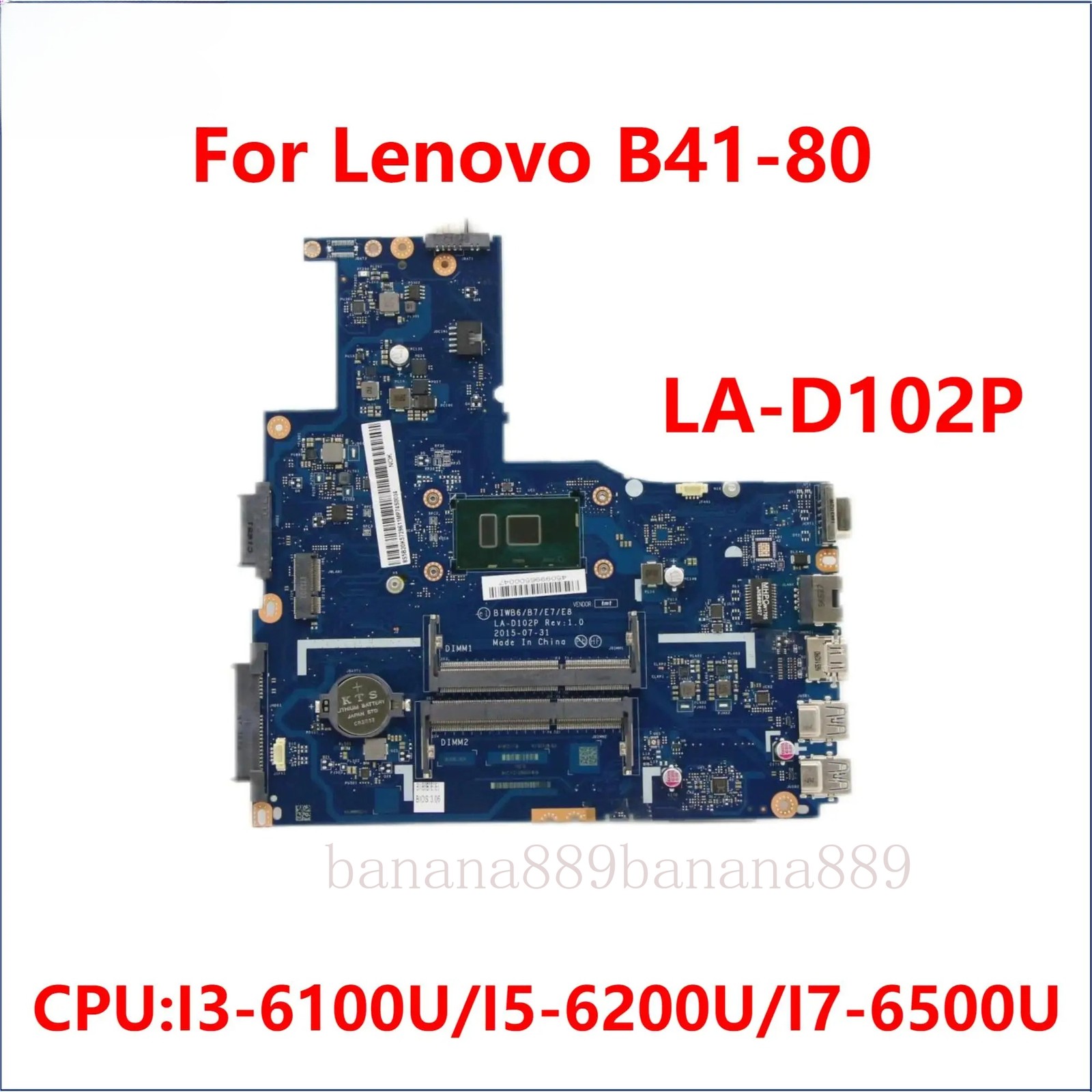 LA-D102P For Lenovo Ideapad B51-80 B41-80 E41-80 Motherboard I5 I7 6th Gen CPU