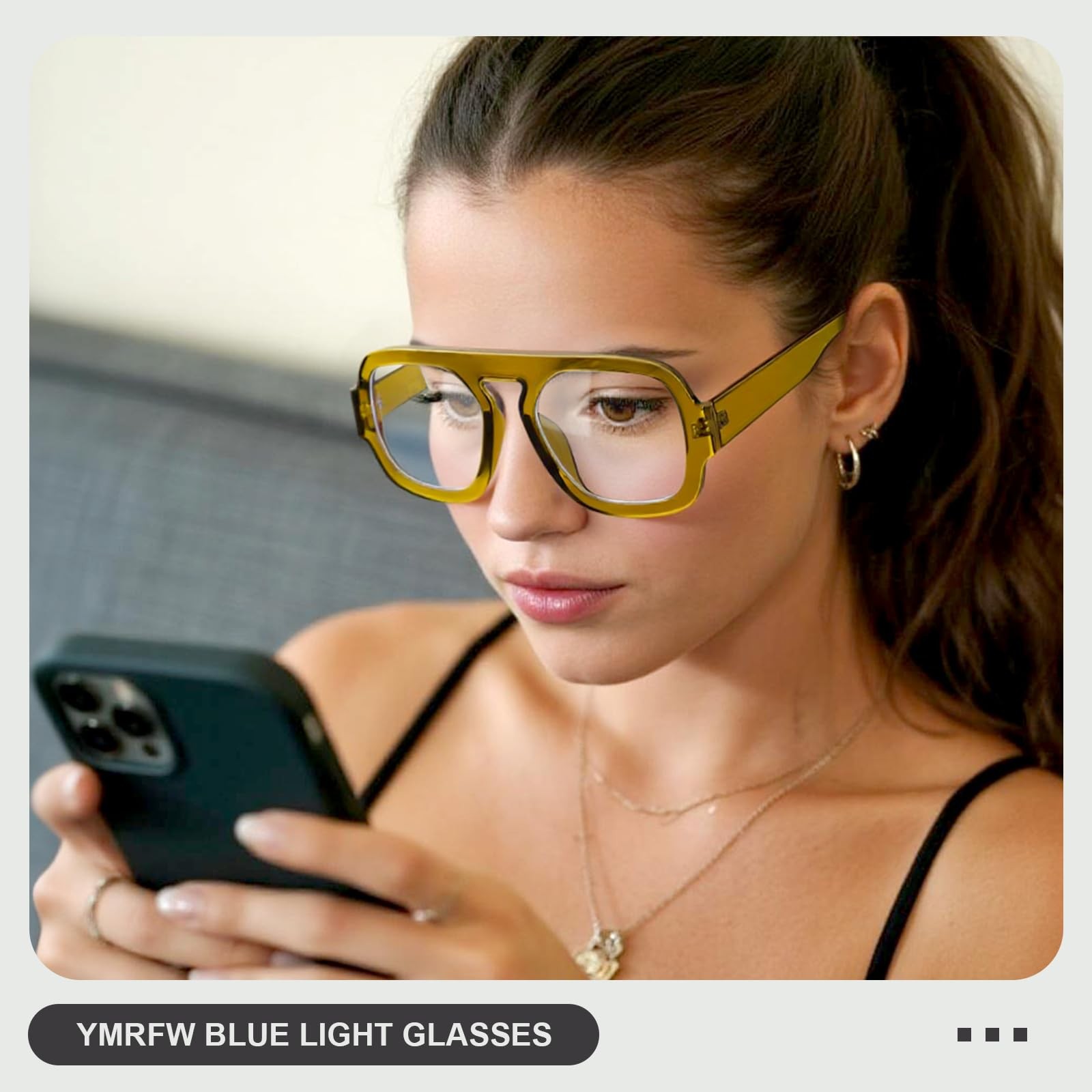 Aviator Blue Light Blocking Glasses Women Men Square Flat Top Computer TV