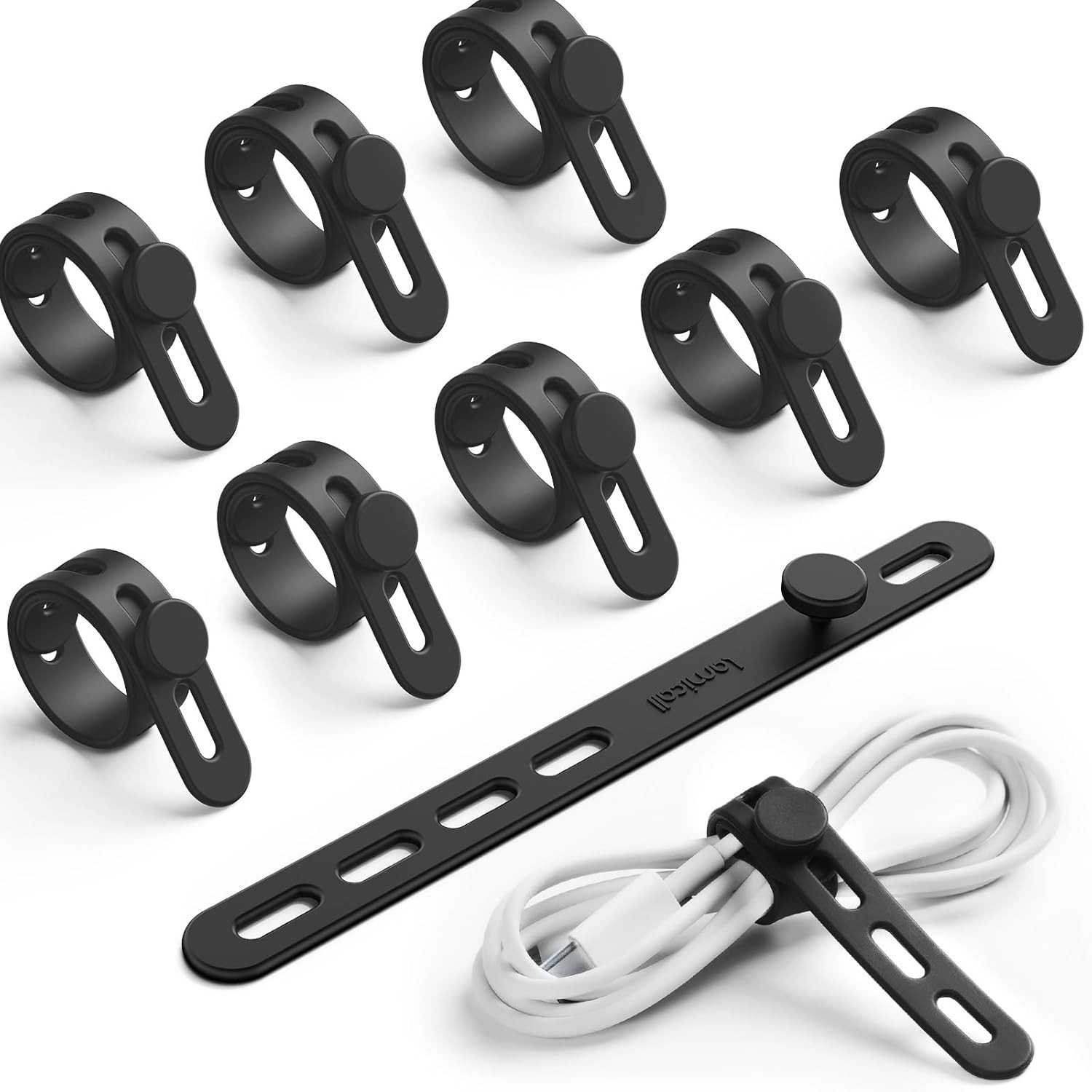 10Pack Silicone Cable Ties Cord Organizer Wrap – Lamicall Durable Reusable Wire