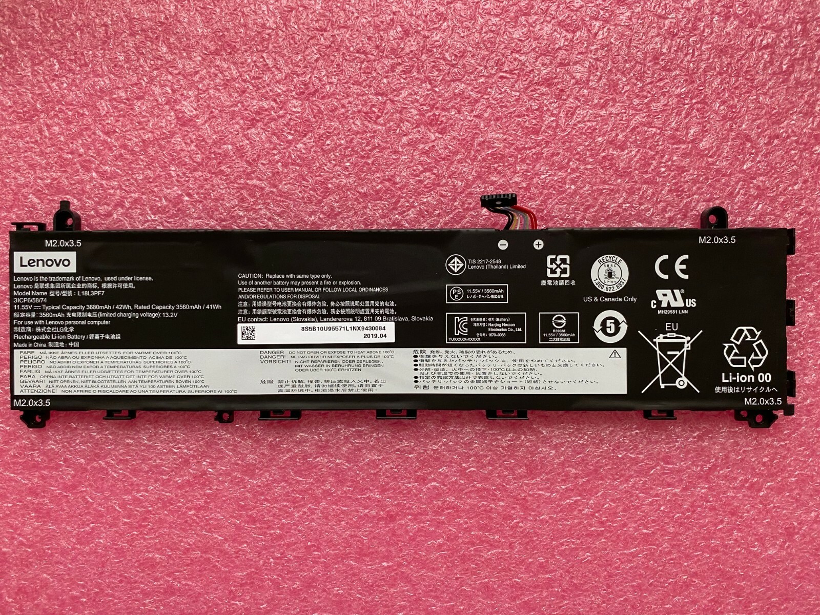 L18L3PF7 Battery Li-ion 11.55V 3680mAh, 42Wh 5B10U95571