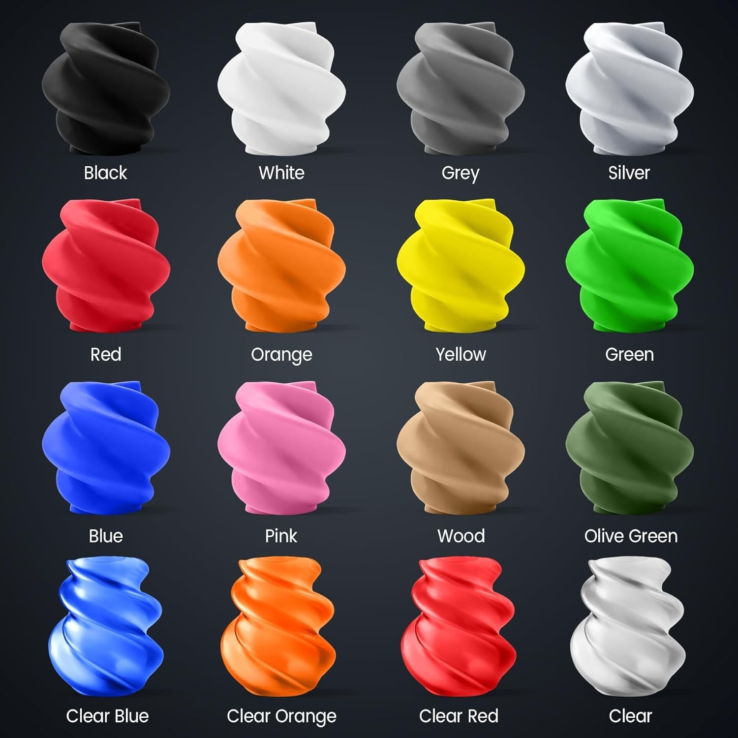 Complete 16 Pack 1.75mm PLA Filament Bundle: Easy to Use, High-Quality Prints