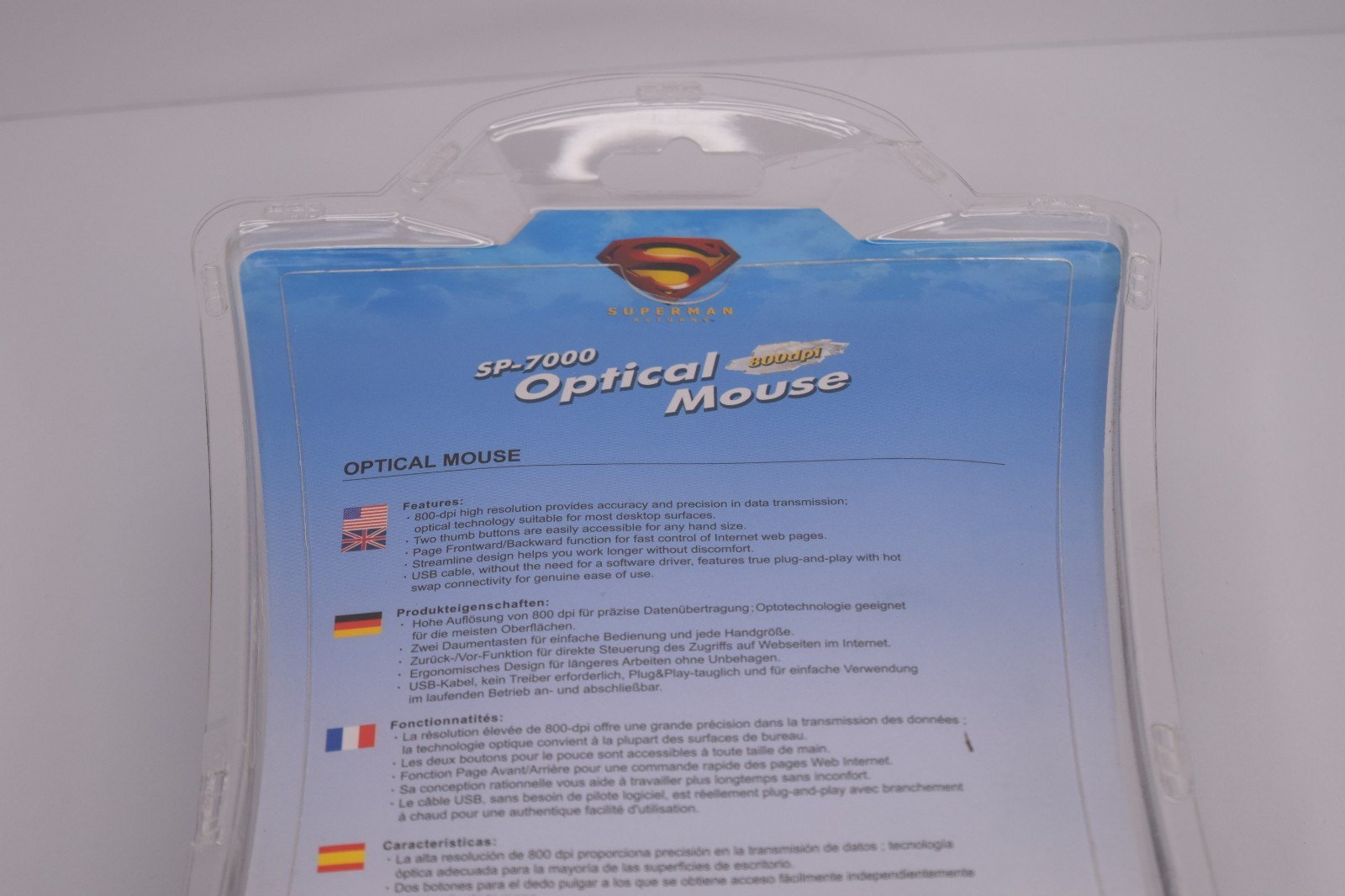 SP-7000 DC Superman Returns Optical Wired Mouse 800dpi See Description