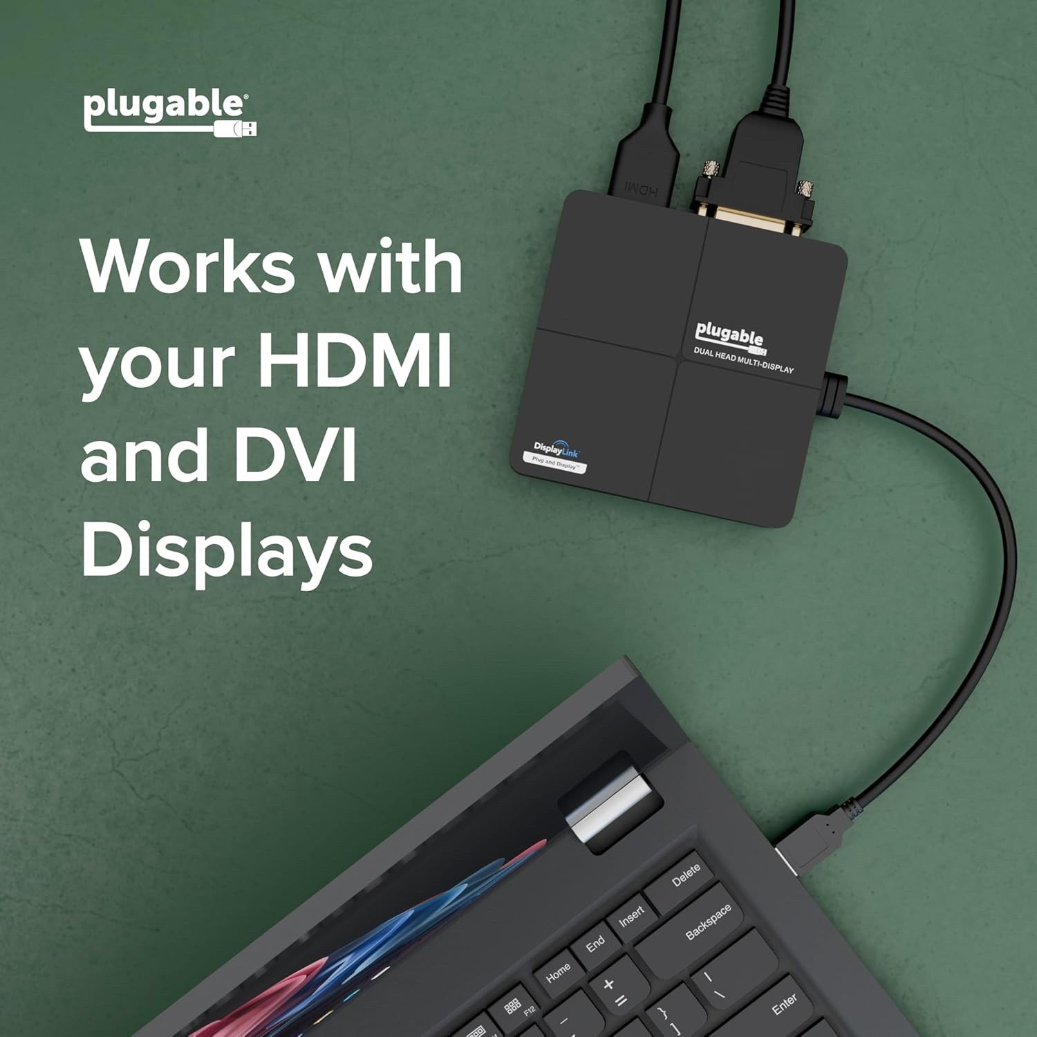 Plugable USB 3.0 Laptop Docking Station – Dual Monitor (HDMI & DVI/VGA), Gigabit