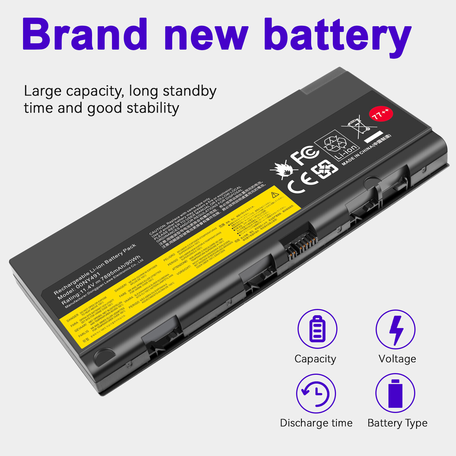 77+ Battery for Lenovo Thinkpad P50 P51 P52 Series 00NY492 00NY493 90wh New
