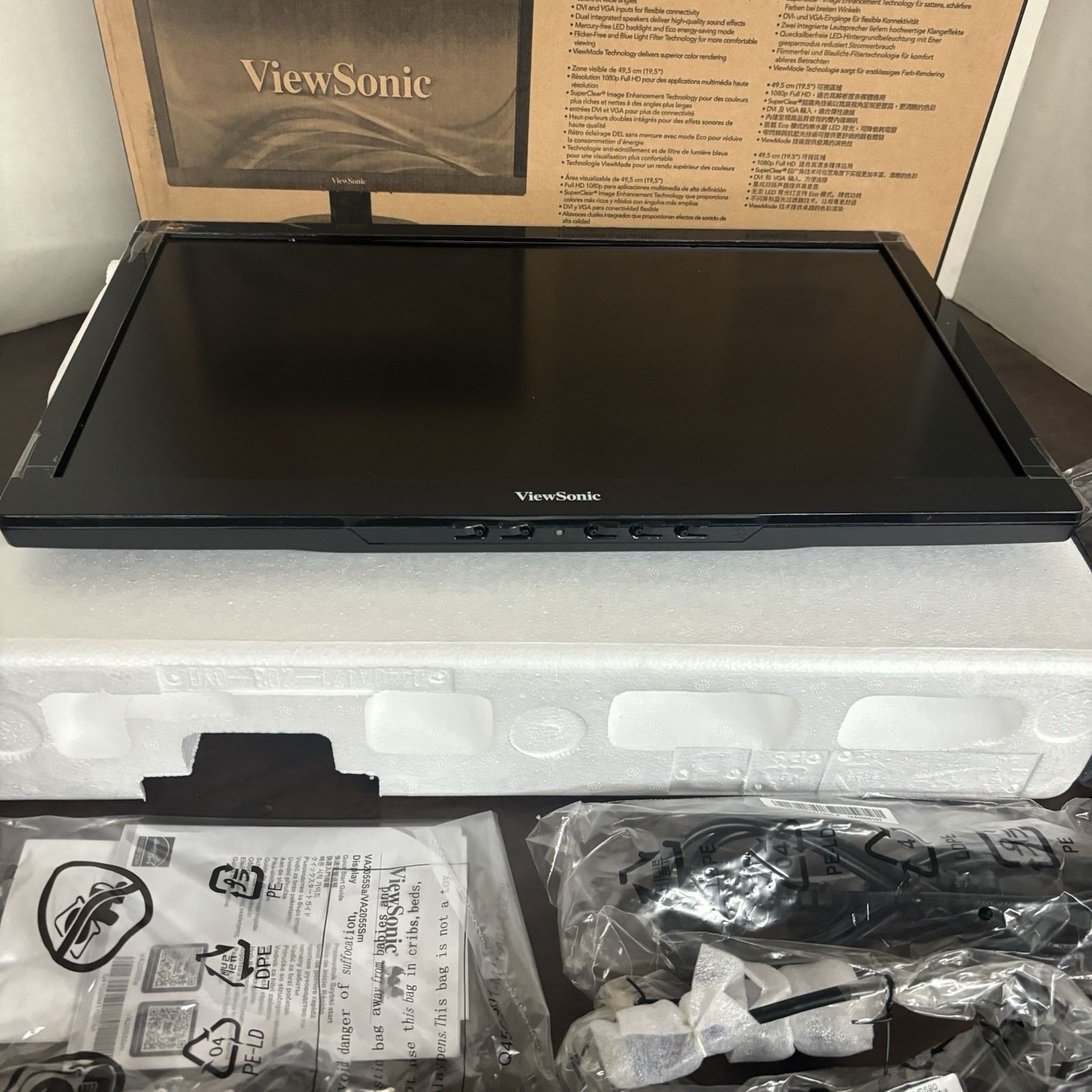 NEW ViewSonic VA2055SM 20 Inch 1080p HD LED Backlit Display Monitor