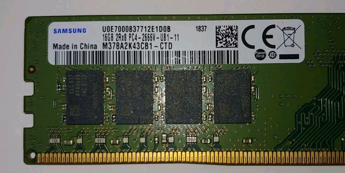2 Sticks 16GB (32GB) 2RX8 PC4-2666V-UB1-11 Desktop RAM Samsung Non-ECC