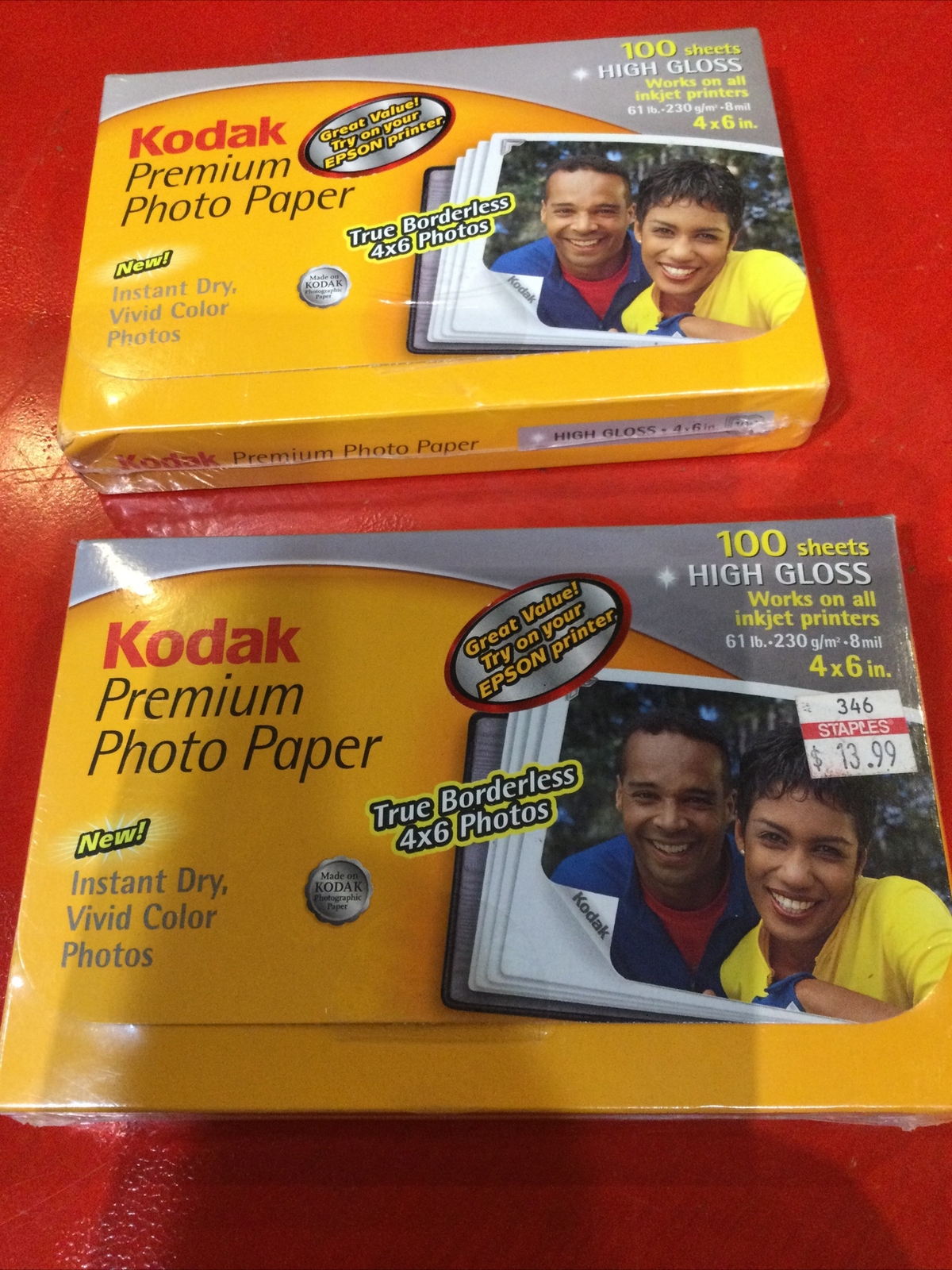 2x Packs 100 sheets High Gloss 61 lb 4×6 Kodak Premium Photo Paper NEW Sealed