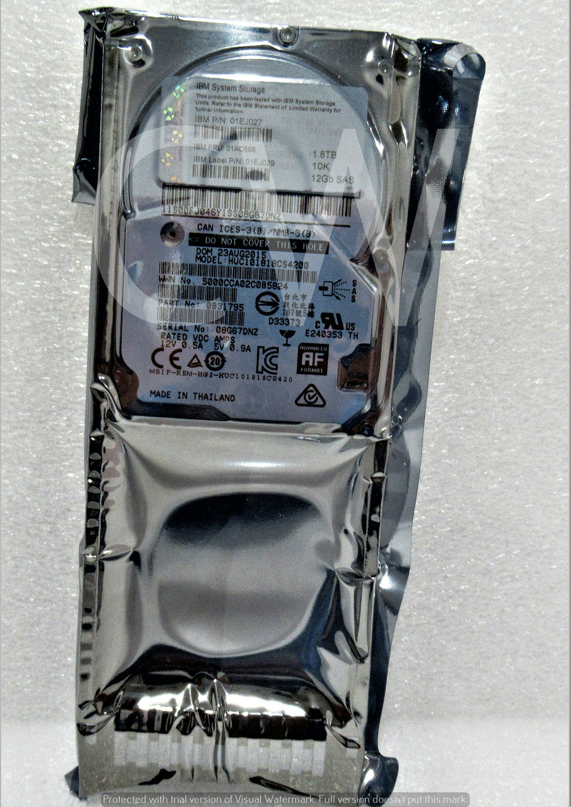 01AC598 01EJ027 01EJ029 IBM 1.8TB 10000RPM 12Gbps 2.5″ SAS SERVER HDD Hard Drive